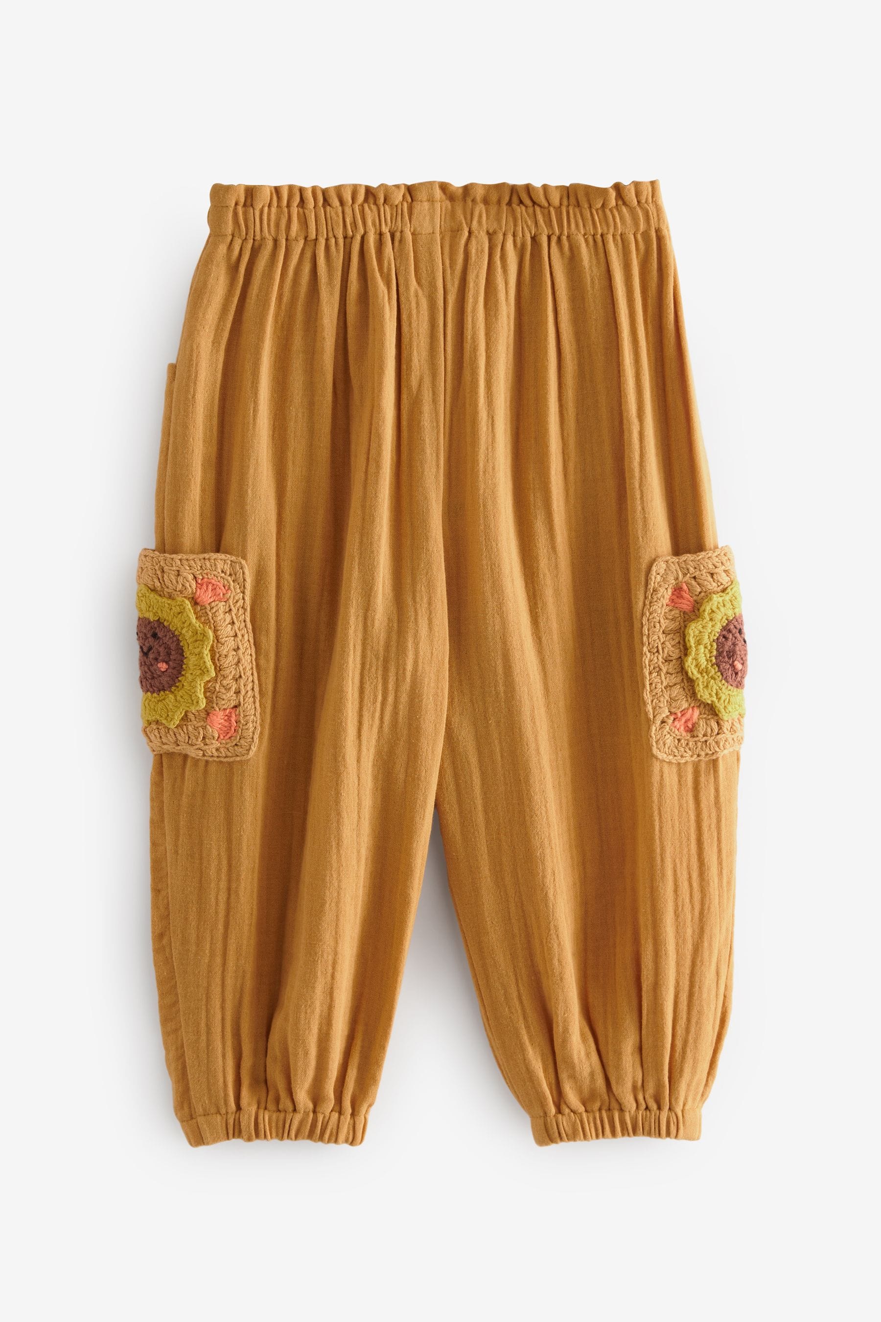 Ochre Yellow Crochet Pocket Trousers (3mths-7yrs)