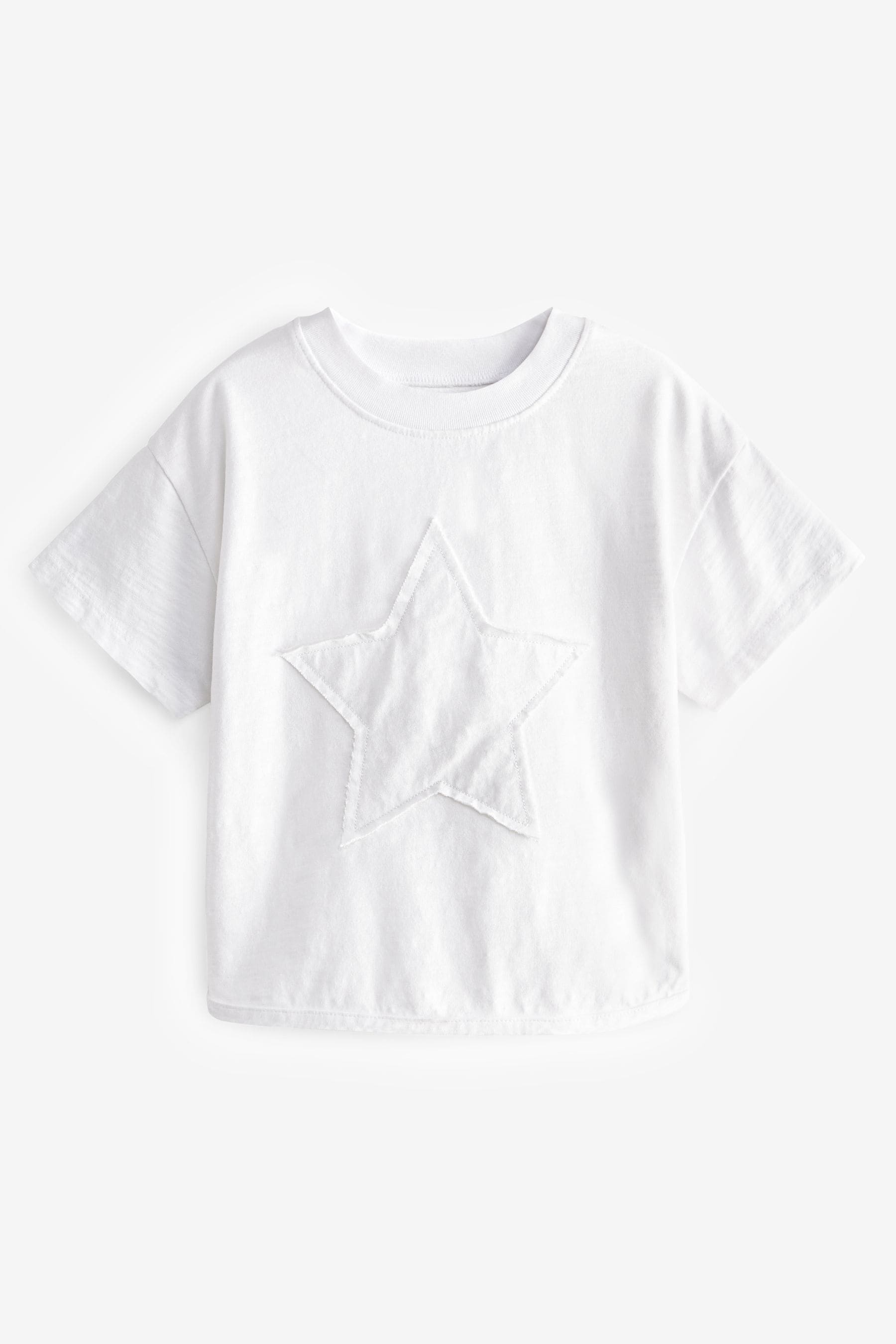 White 100% Cotton Short Sleeve Appliqu?© T-Shirt (3mths-7yrs)