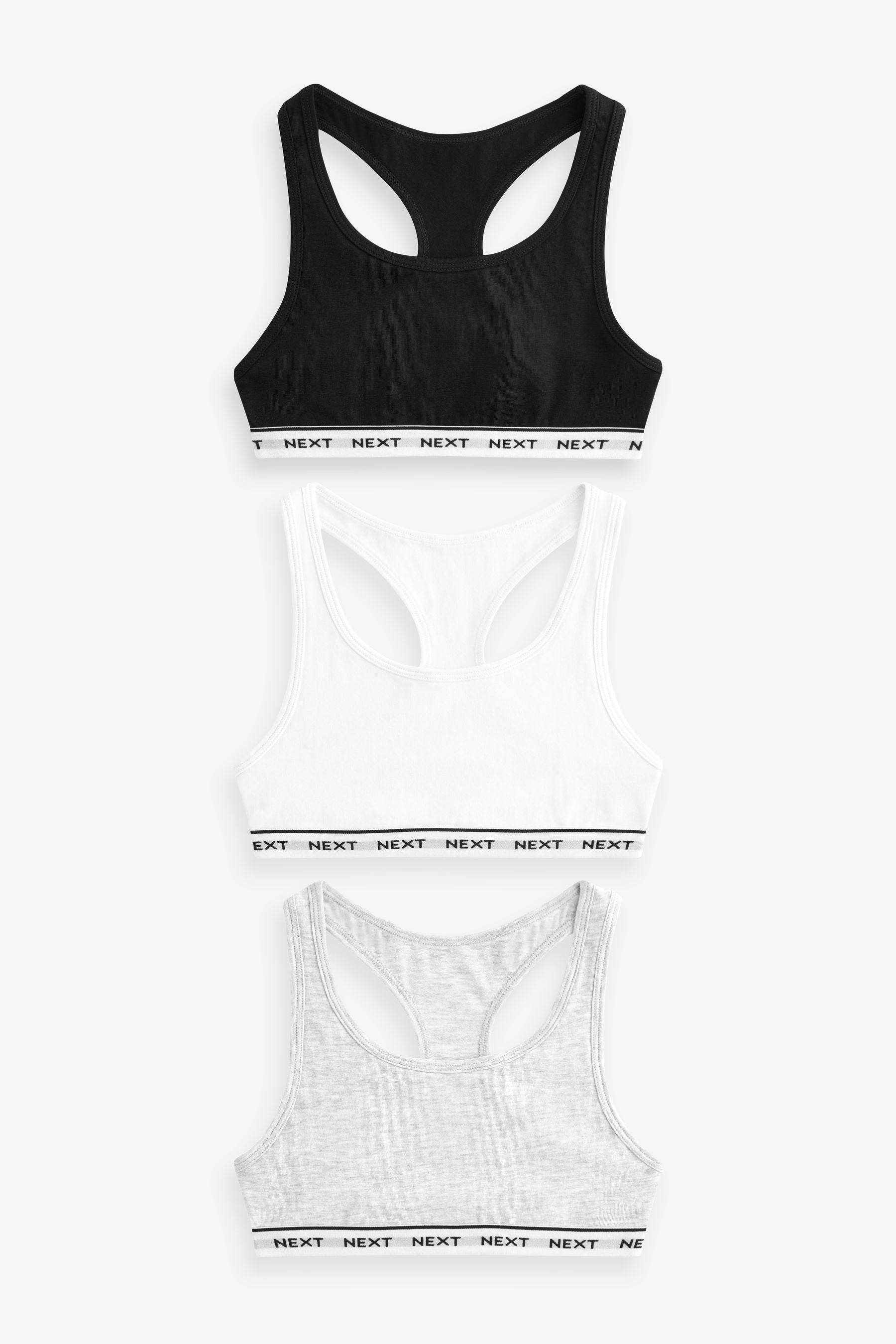 Monochrome Racer Back Crop Tops 3 Pack (5-16yrs)