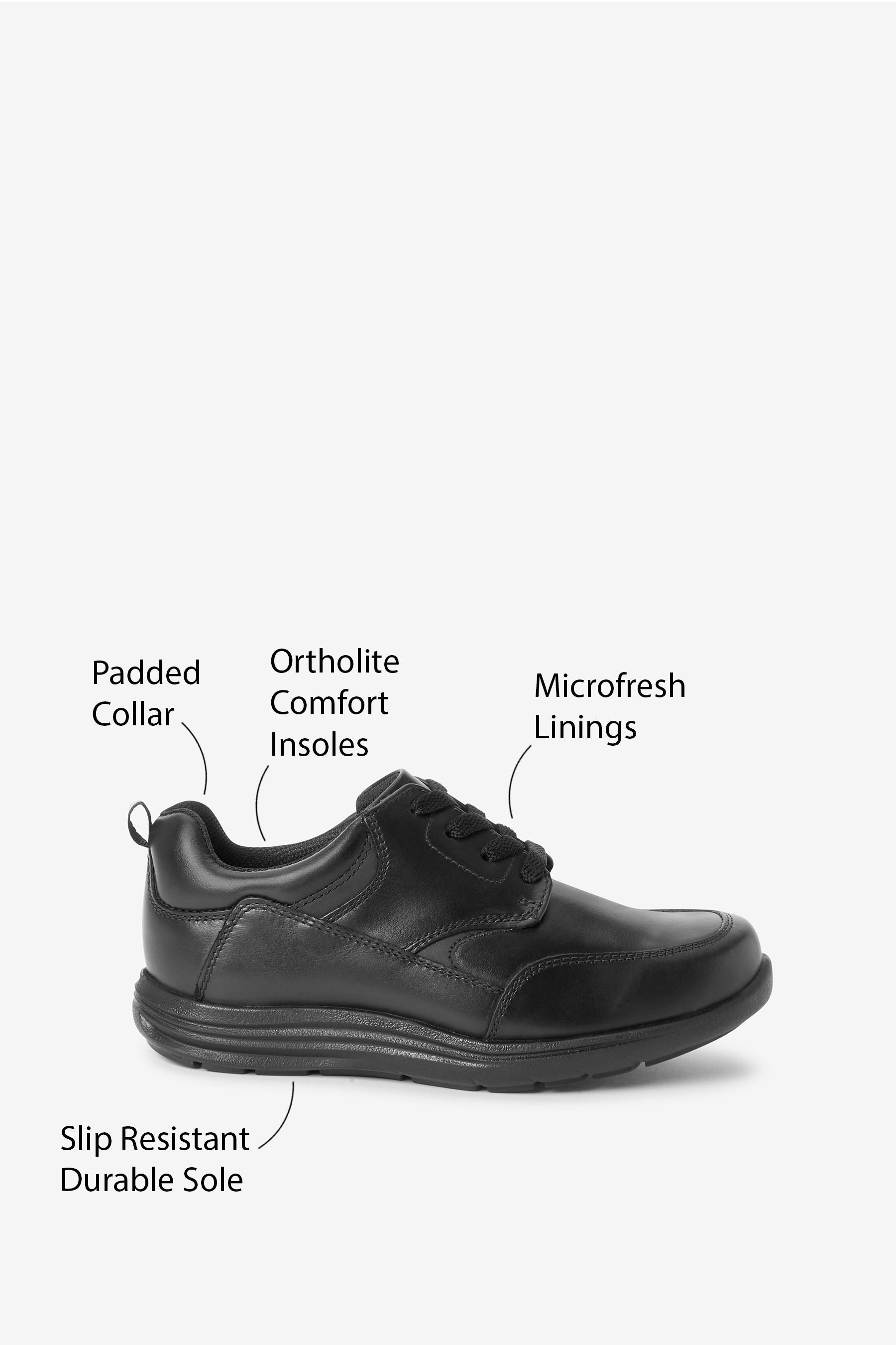 Black School Leather Lace-Up Shoes