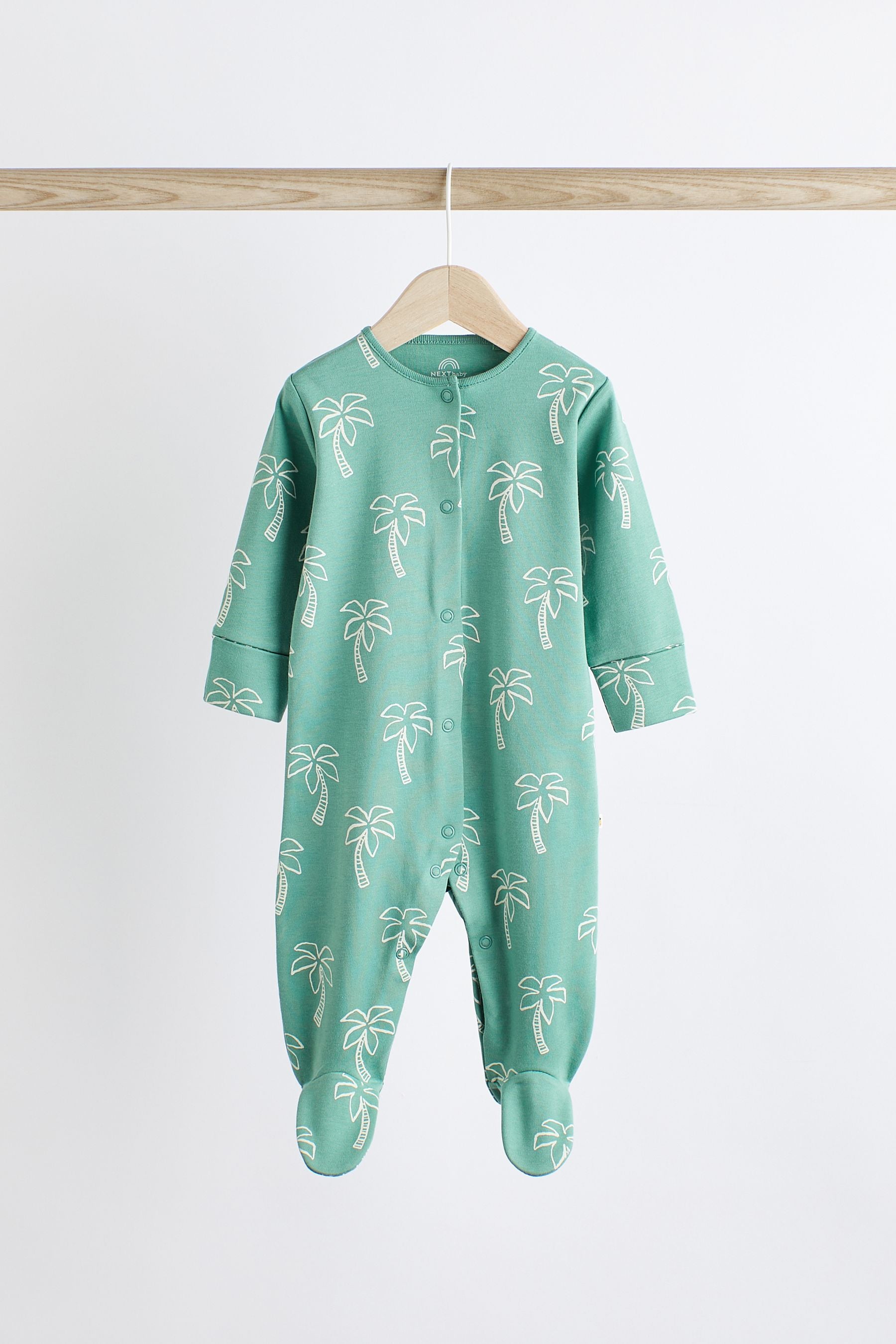 Bright Palm Print Baby Cotton Sleepsuits 5 Pack (0-2yrs)