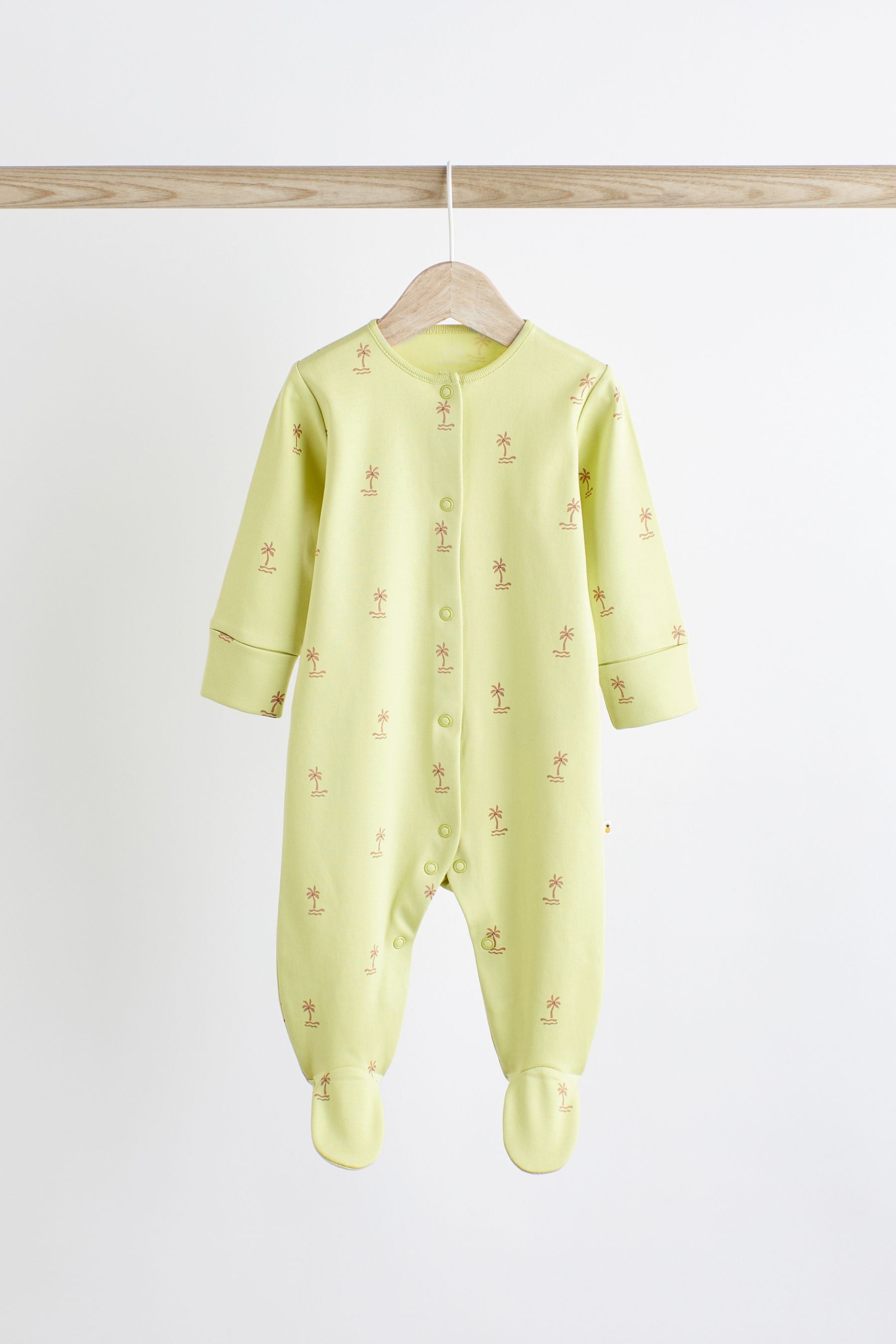 Bright Palm Print Baby Cotton Sleepsuits 5 Pack (0-2yrs)