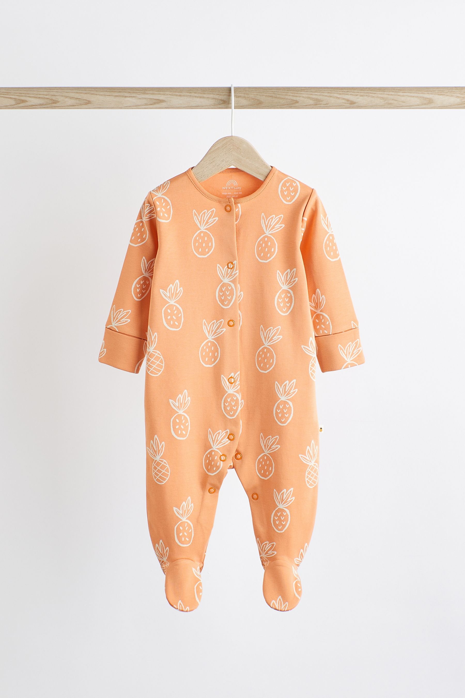 Bright Palm Print Baby Cotton Sleepsuits 5 Pack (0-2yrs)