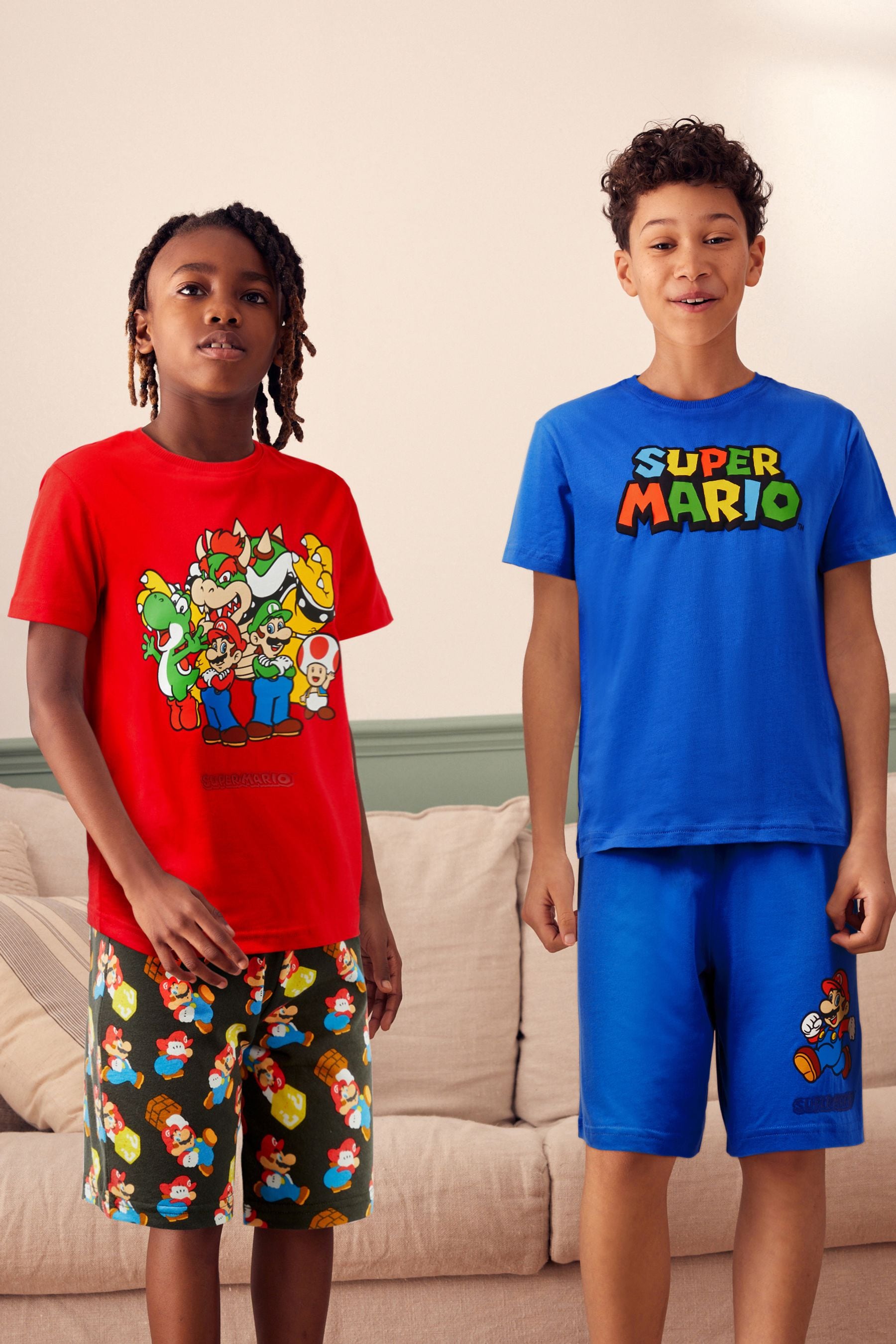 Blue/Red Super Mario Short Pyjamas 2 Pack (3-16yrs)