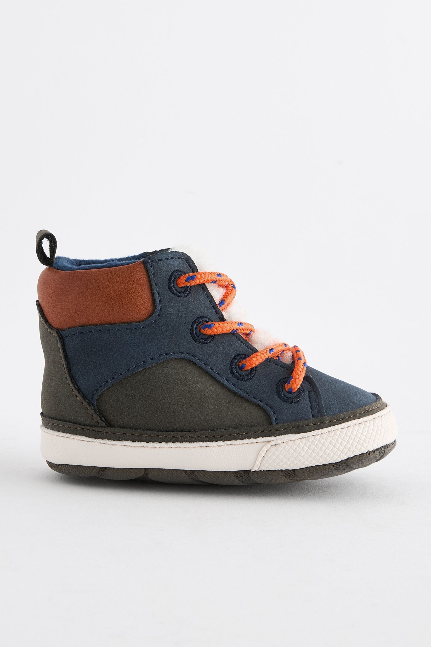 Navy Blue Colourblock Warm Lined Lace-Up Baby Boots (0-24mths)