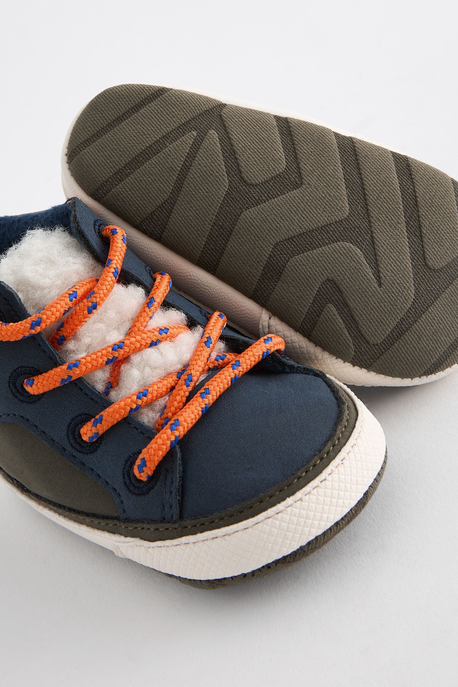 Navy Blue Colourblock Warm Lined Lace-Up Baby Boots (0-24mths)