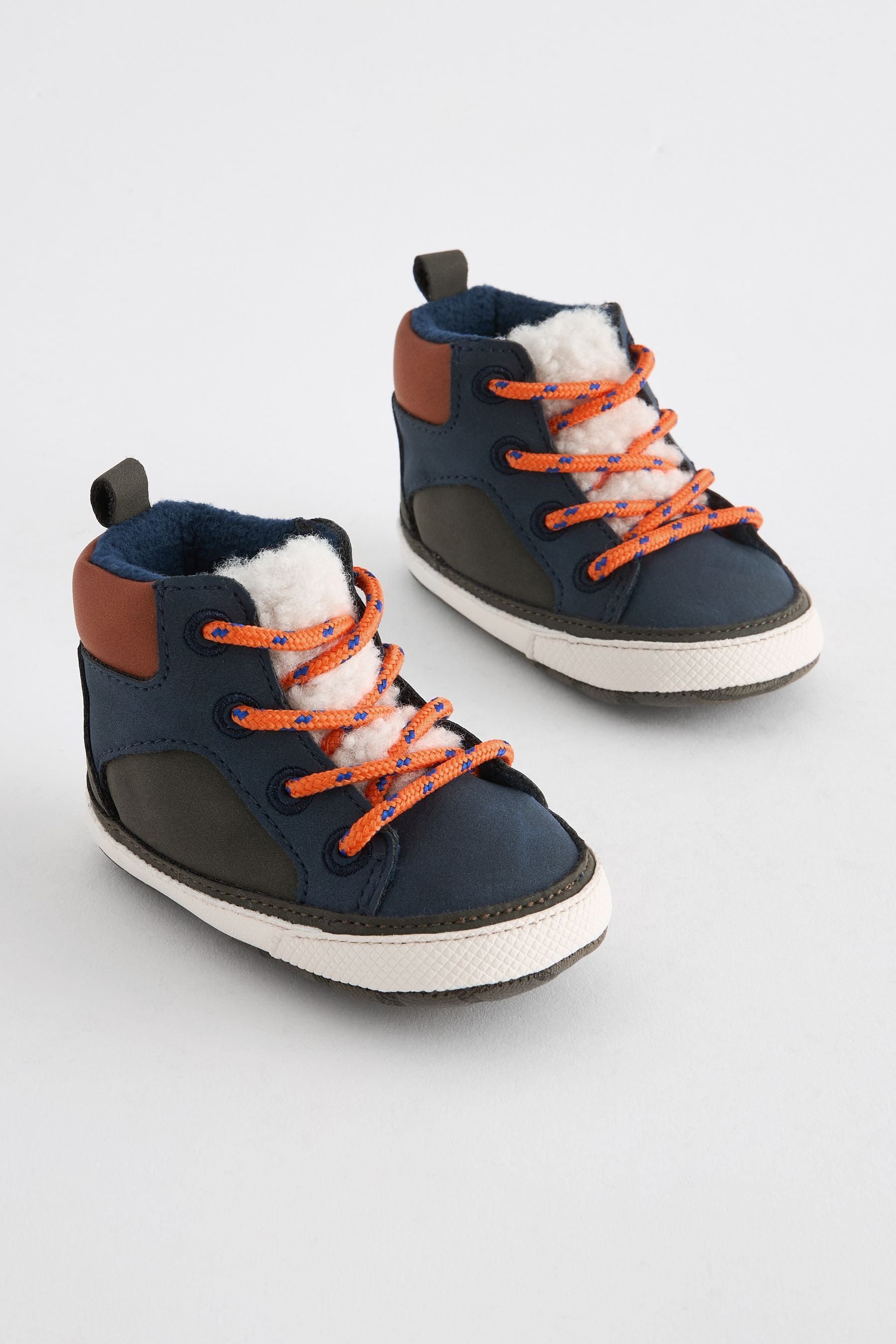 Navy Blue Colourblock Warm Lined Lace-Up Baby Boots (0-24mths)