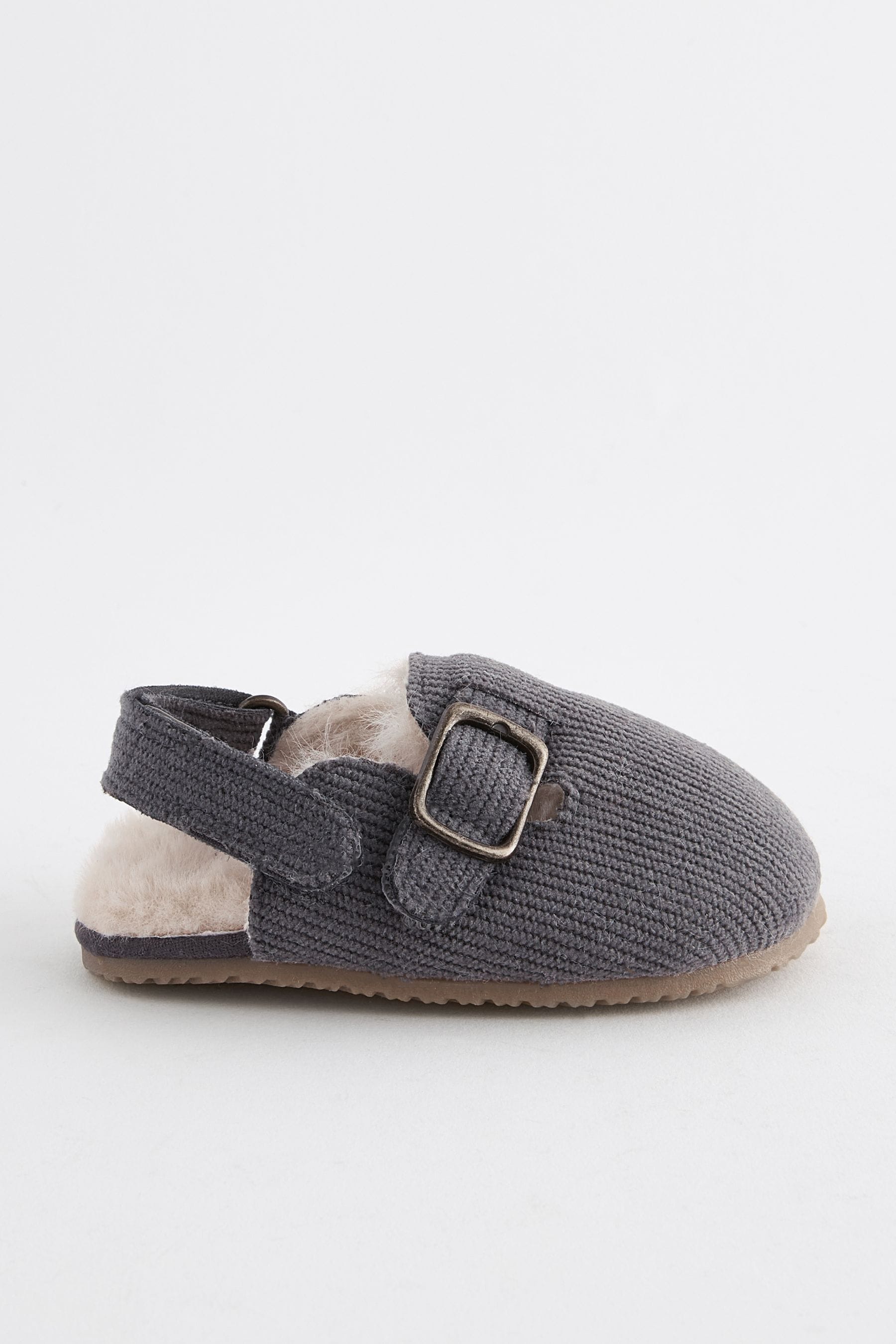 Grey Corduroy Faux Fur Lined Pram Clogs (0-2mths)