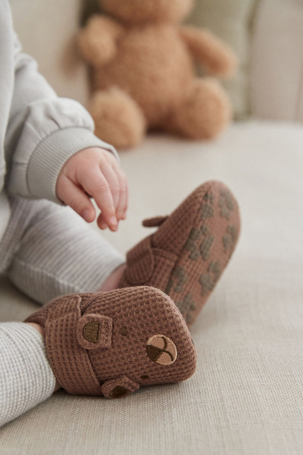 Brown Bear Slip-On Baby Shoes (0-2mths)