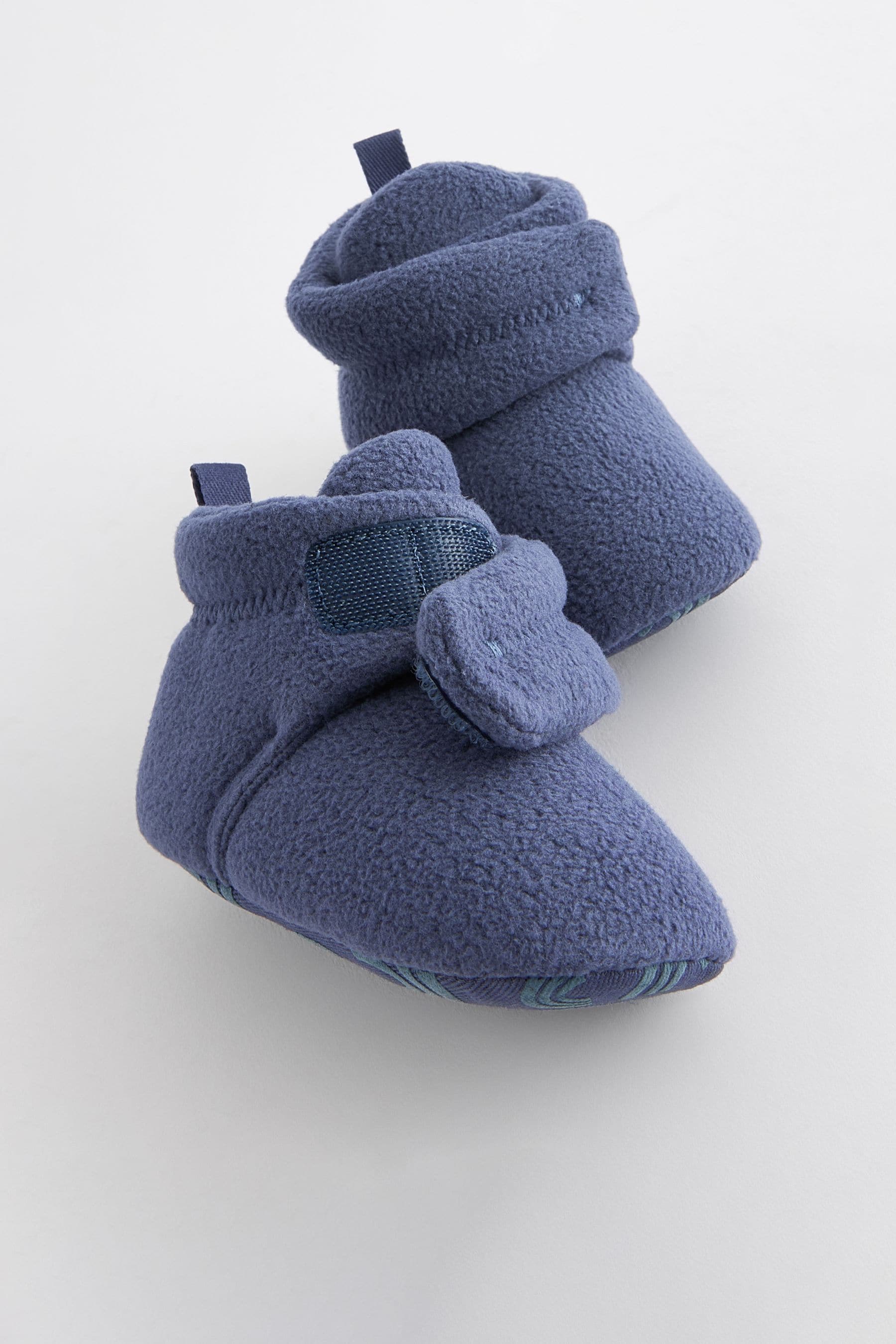 Blue Fleece Cosy Wrap Baby Slipper Boots (0-2mths)