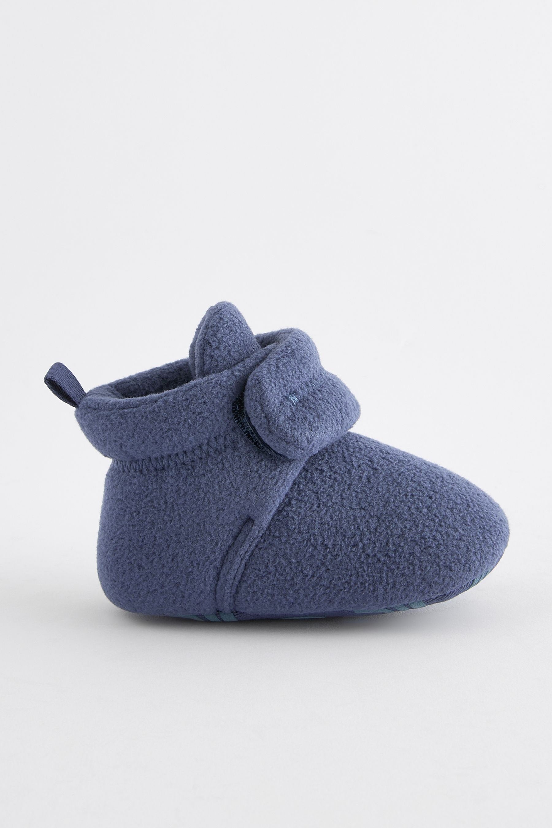 Blue Fleece Cosy Wrap Baby Slipper Boots (0-2mths)