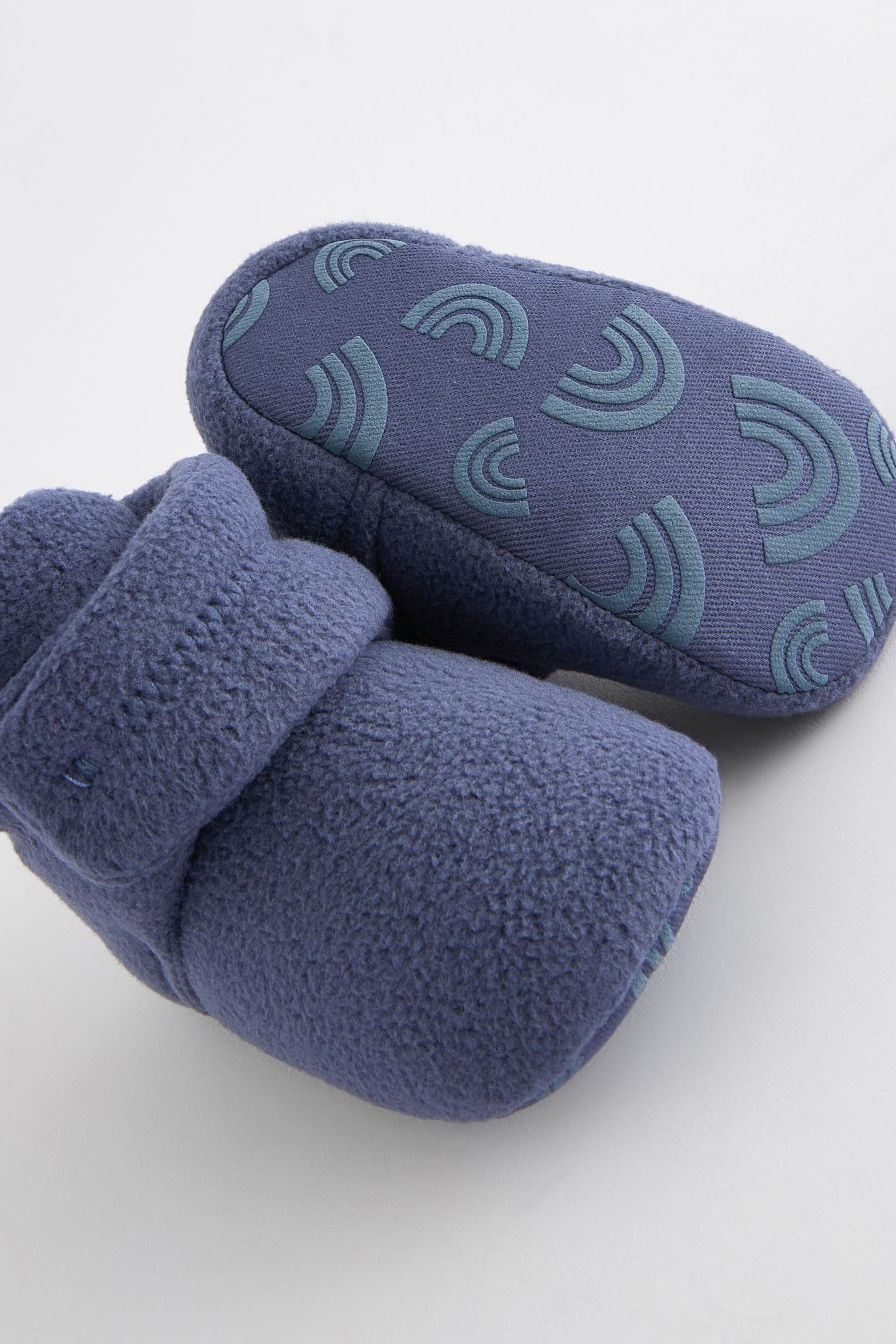 Blue Fleece Cosy Wrap Baby Slipper Boots (0-2mths)