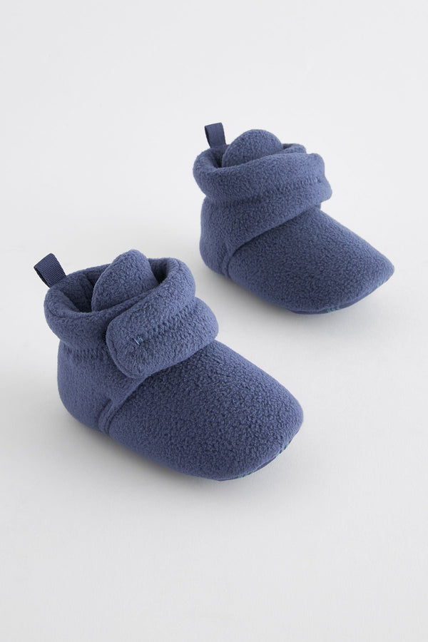 Blue Fleece Cosy Wrap Baby Slipper Boots (0-2mths)