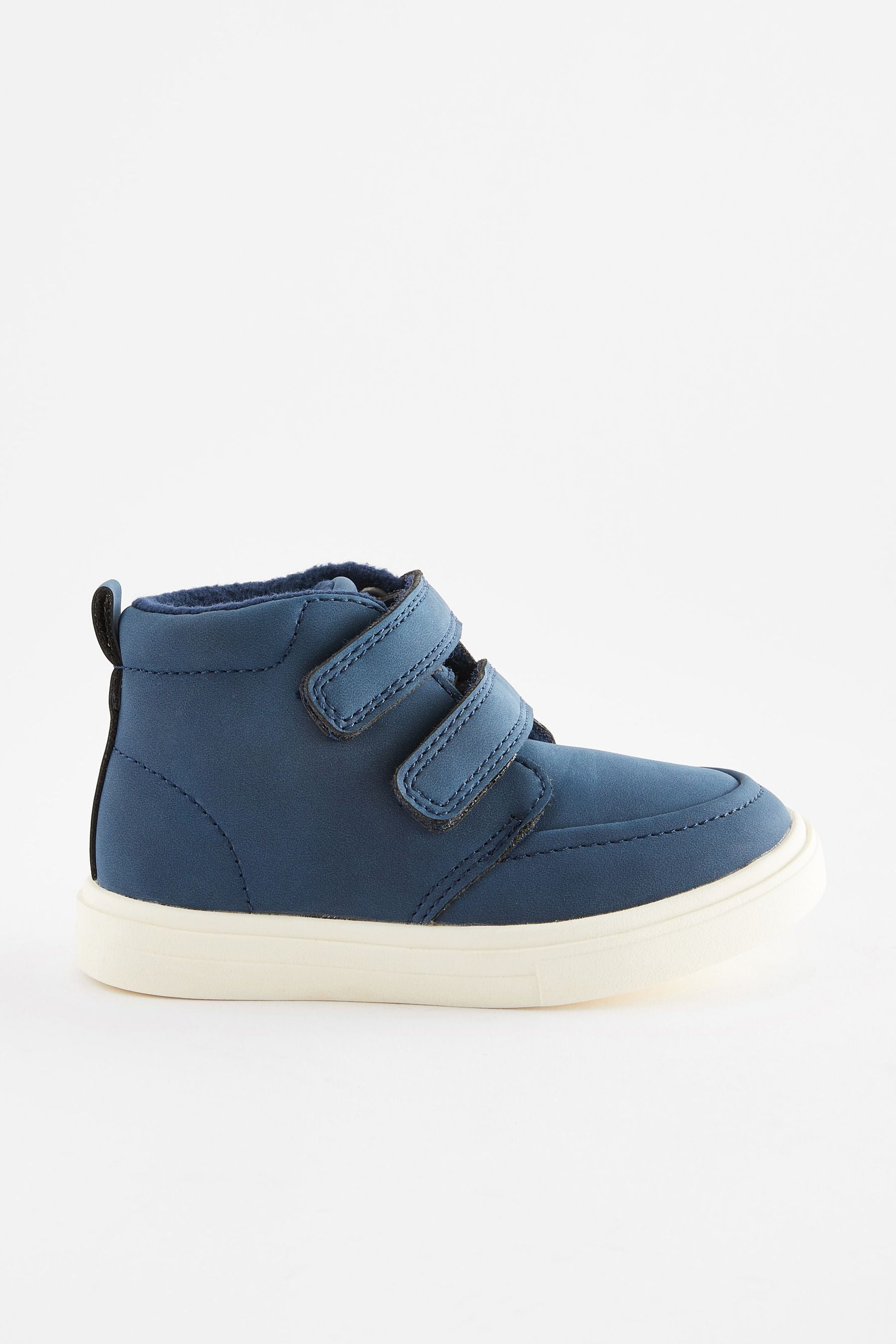 Navy Blue With Off White Sole Wide Fit (G) Warm Lined Touch Fastening Boots