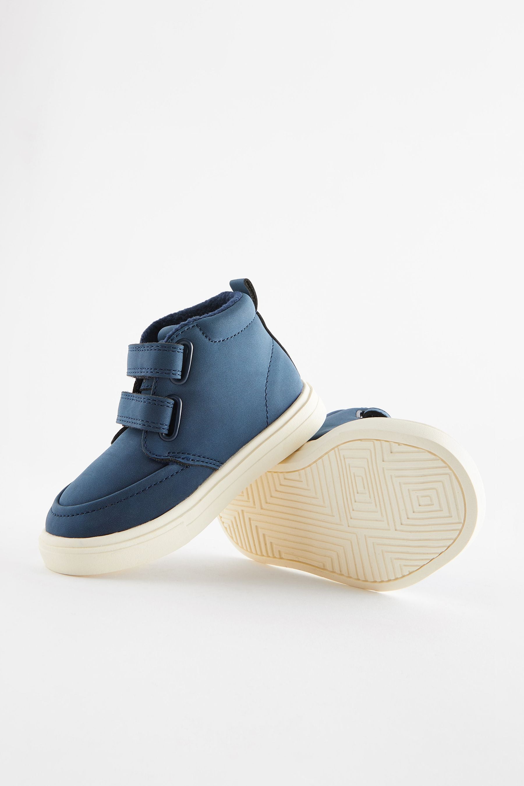 Navy Blue With Off White Sole Wide Fit (G) Warm Lined Touch Fastening Boots