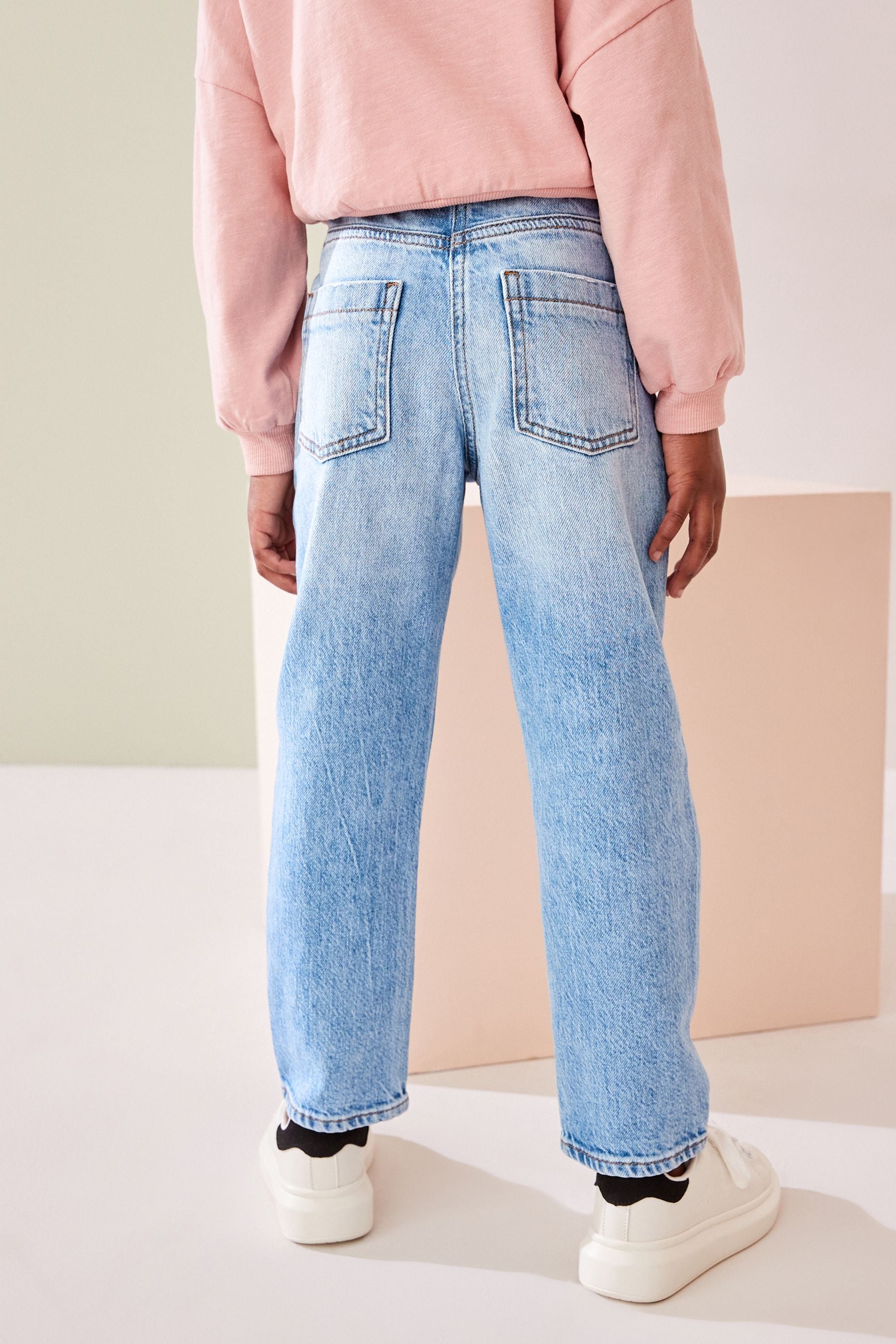 Light Blue Mom Jeans with Stretch (3-16yrs)