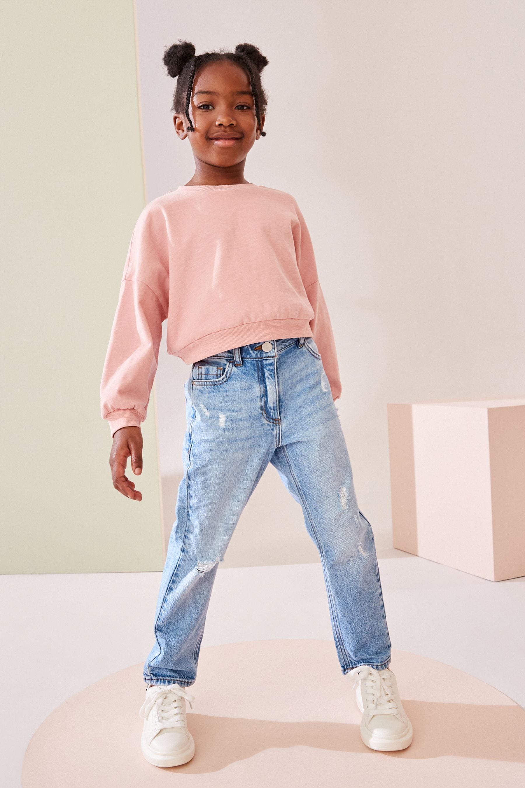 Light Blue Mom Jeans with Stretch (3-16yrs)