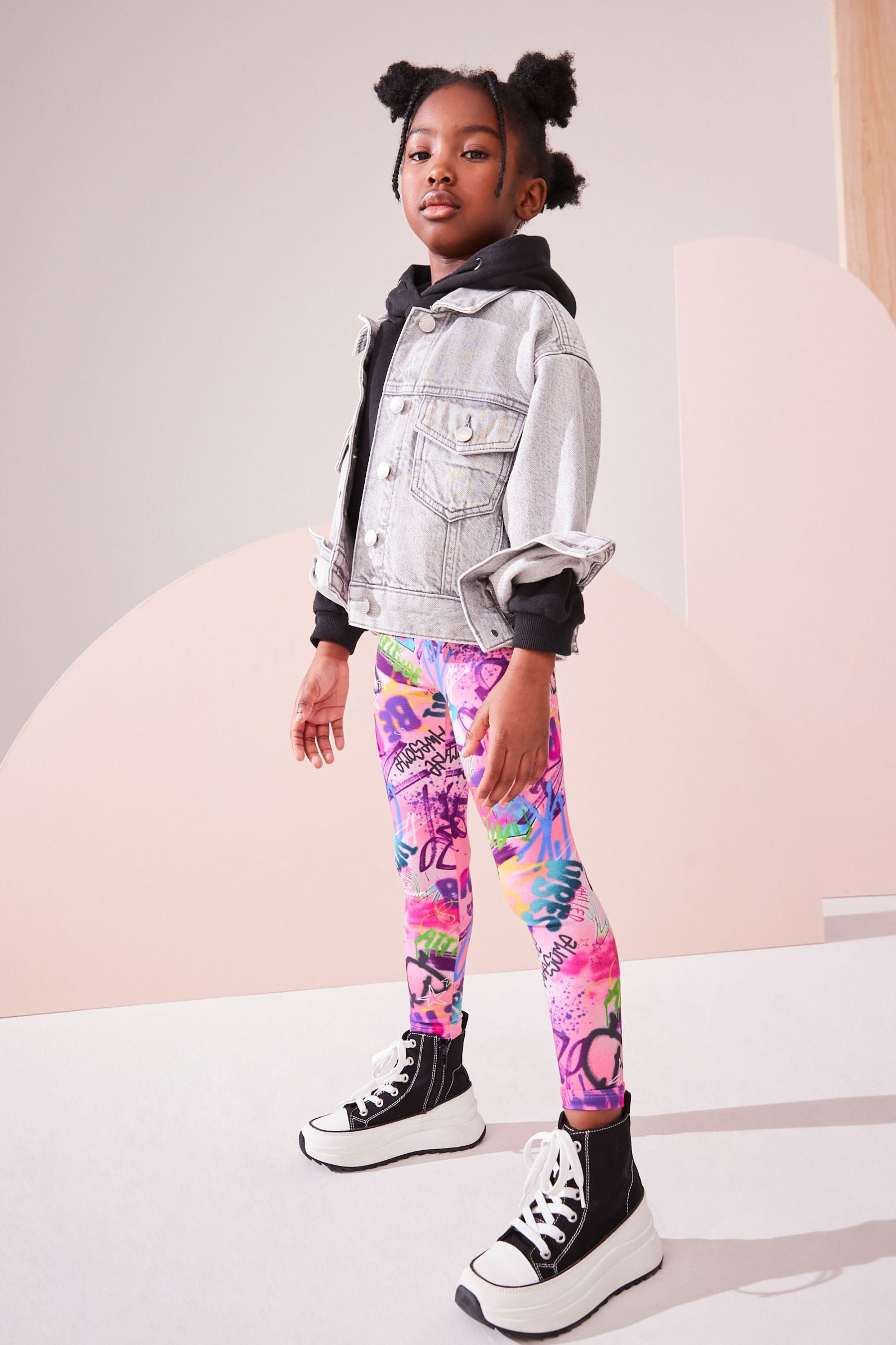 Pink Graffiti Printed Leggings (3-16yrs)