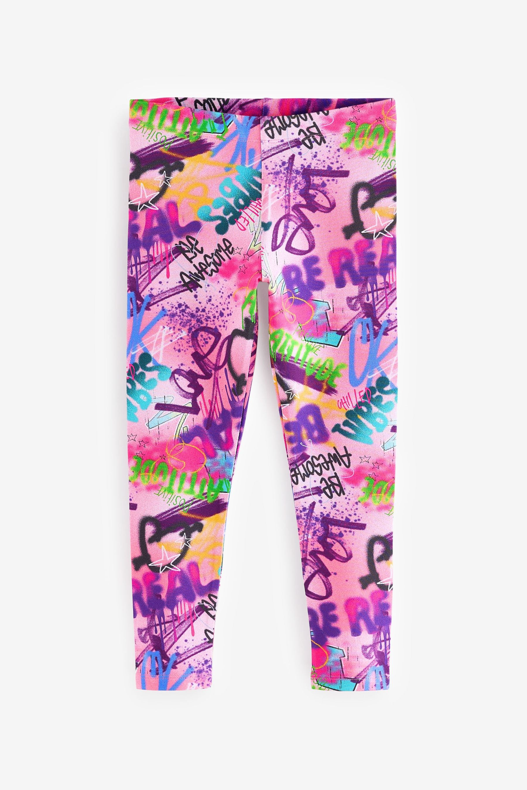 Pink Graffiti Printed Leggings (3-16yrs)