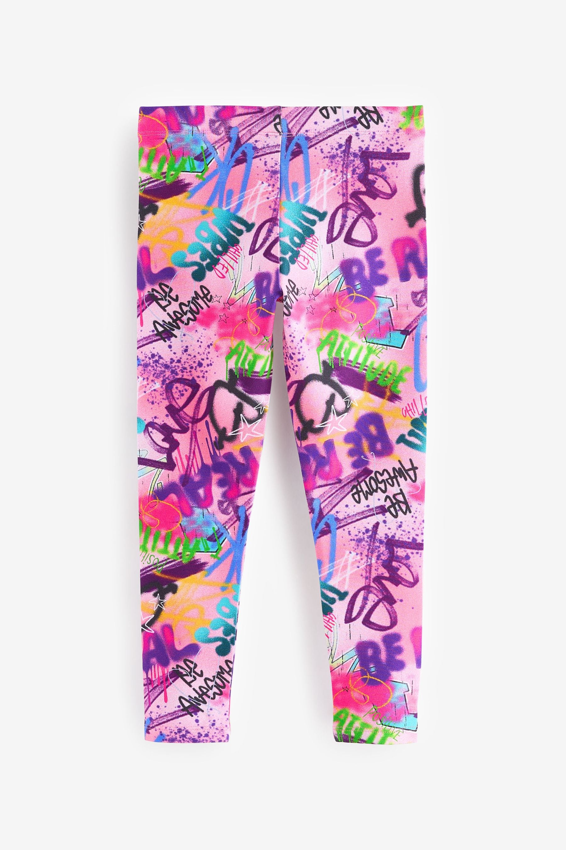 Pink Graffiti Printed Leggings (3-16yrs)