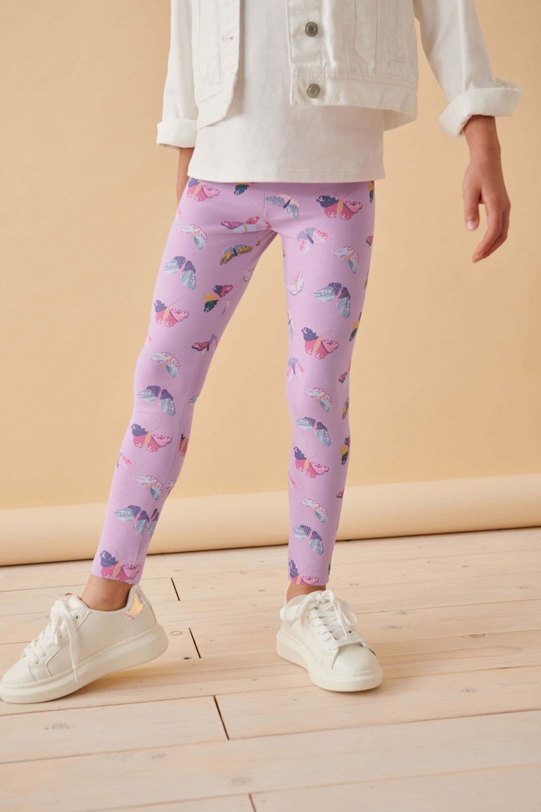 Pink Butterfly Printed Leggings (3-16yrs)