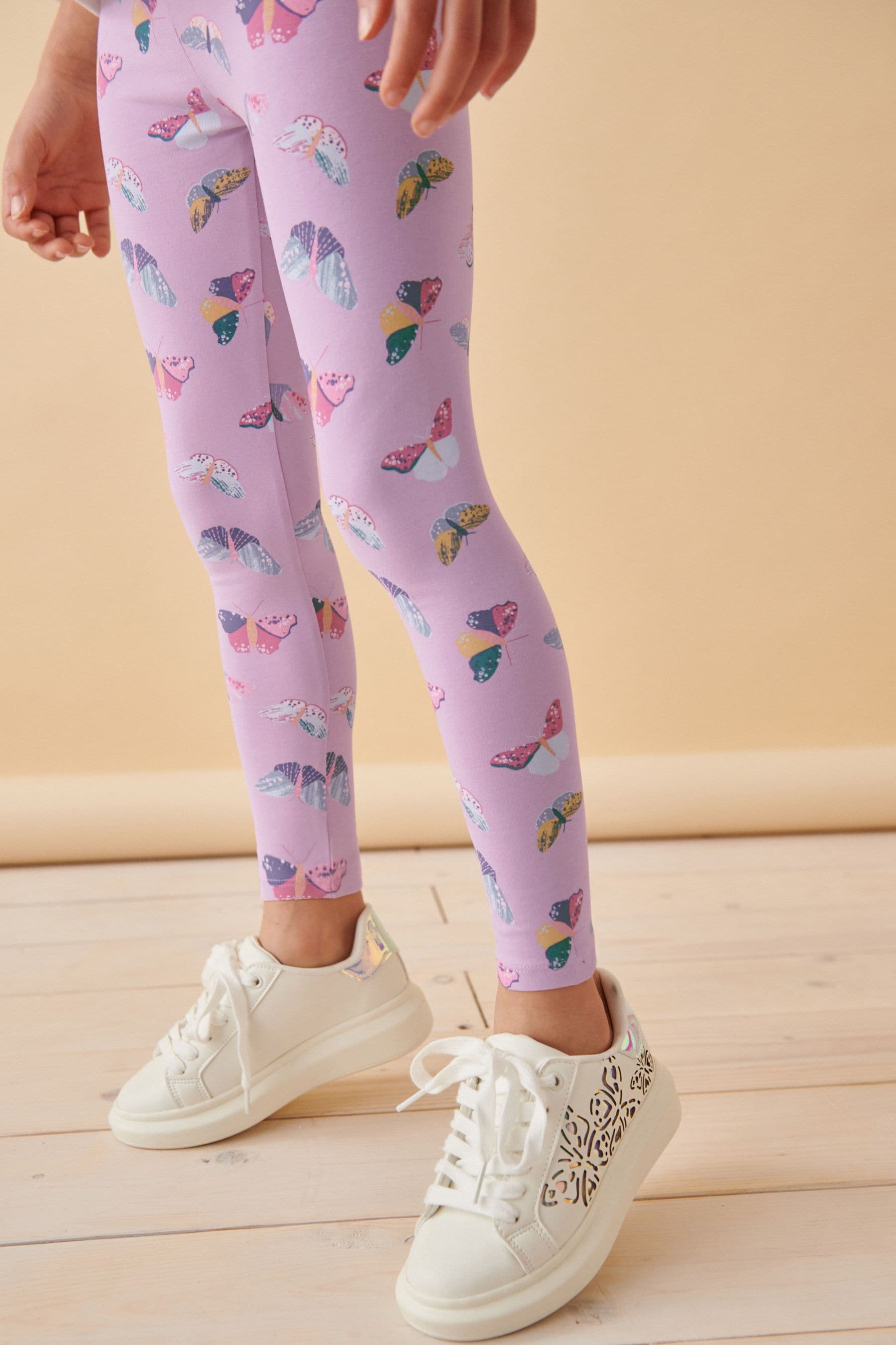 Pink Butterfly Printed Leggings (3-16yrs)