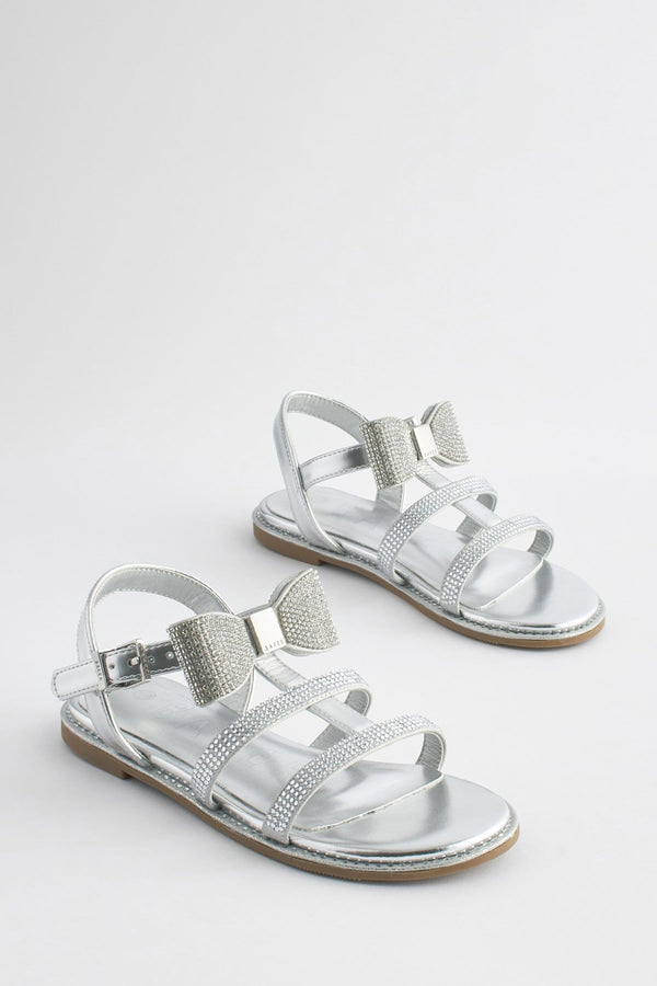 Silver Baker by Ted Baker Girls Silver Diamant?© Sandals with Bow