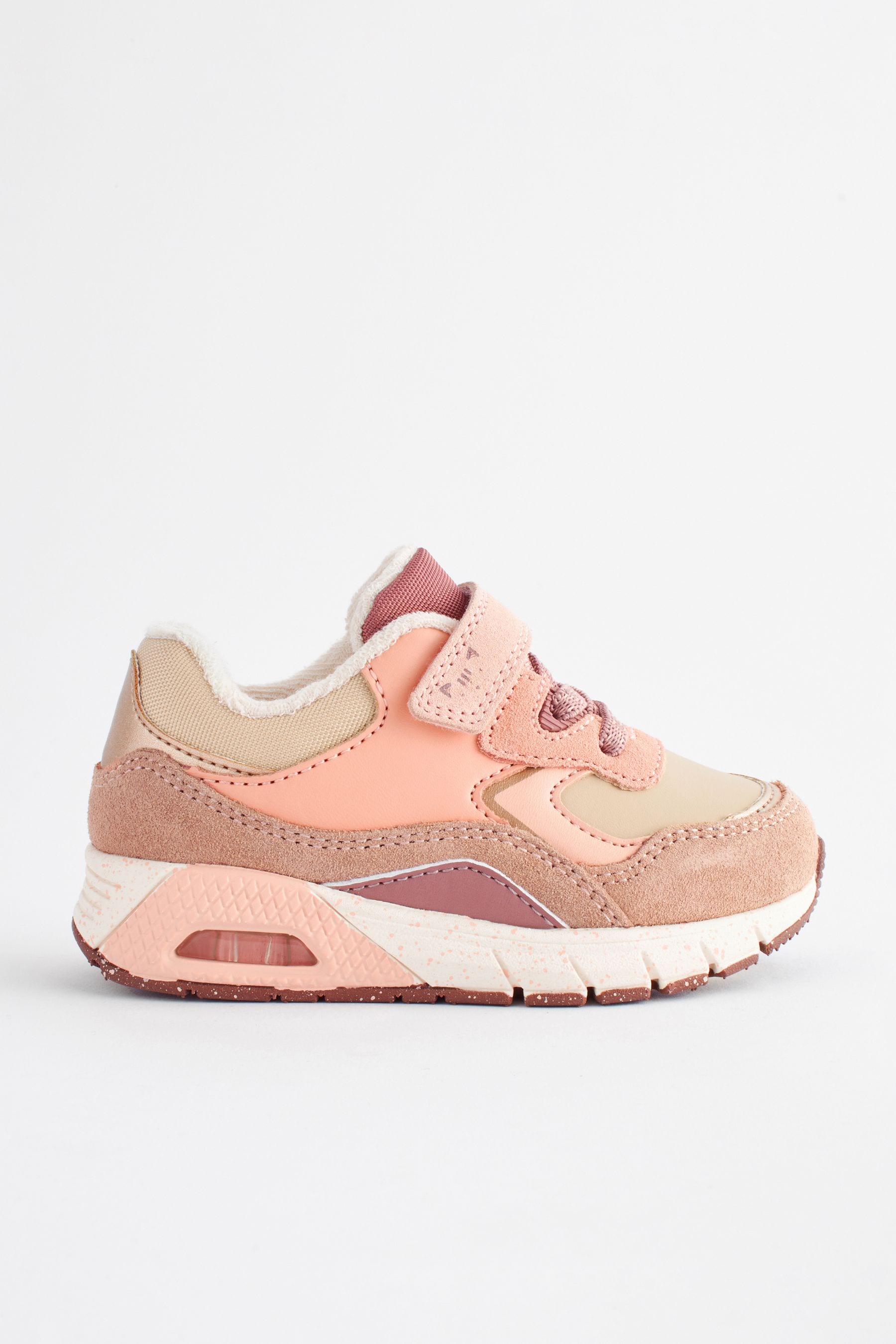 Neutral/Pink Elastic Lace Chunky Trainers