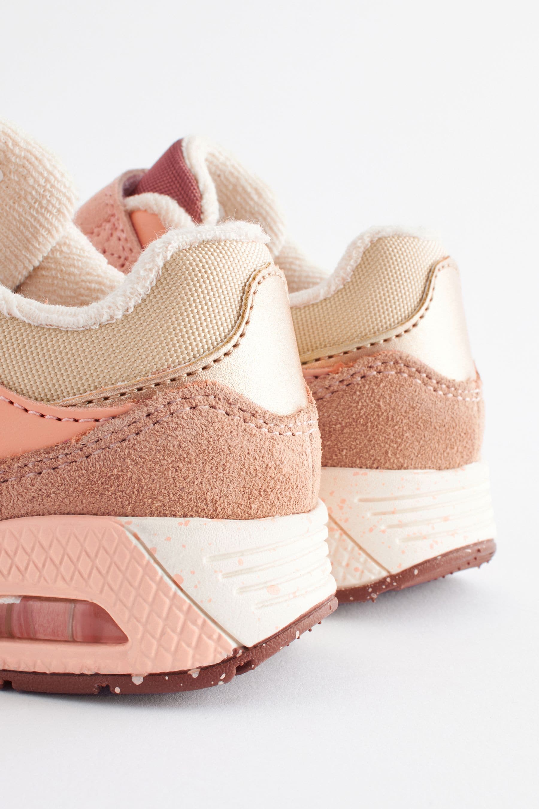 Neutral/Pink Elastic Lace Chunky Trainers