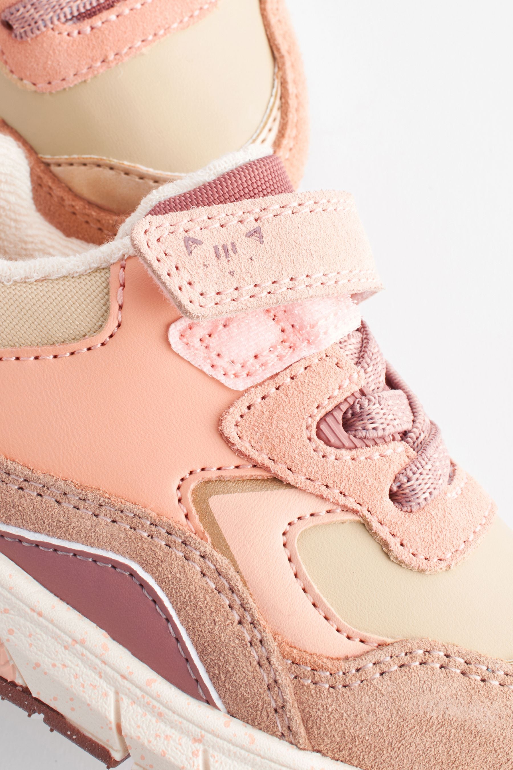 Neutral/Pink Elastic Lace Chunky Trainers