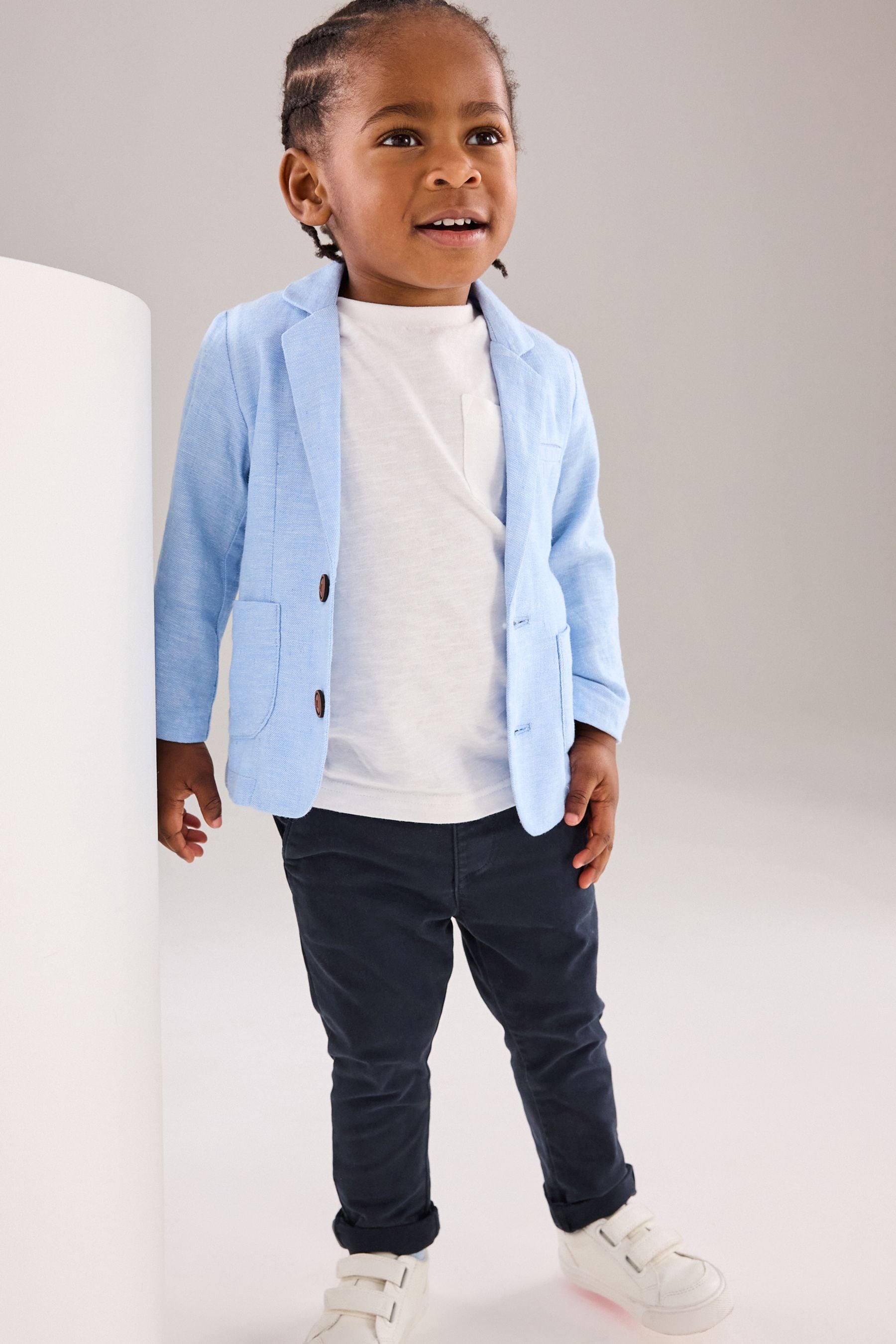 Blue Linen Blend Blazer (3mths-9yrs)