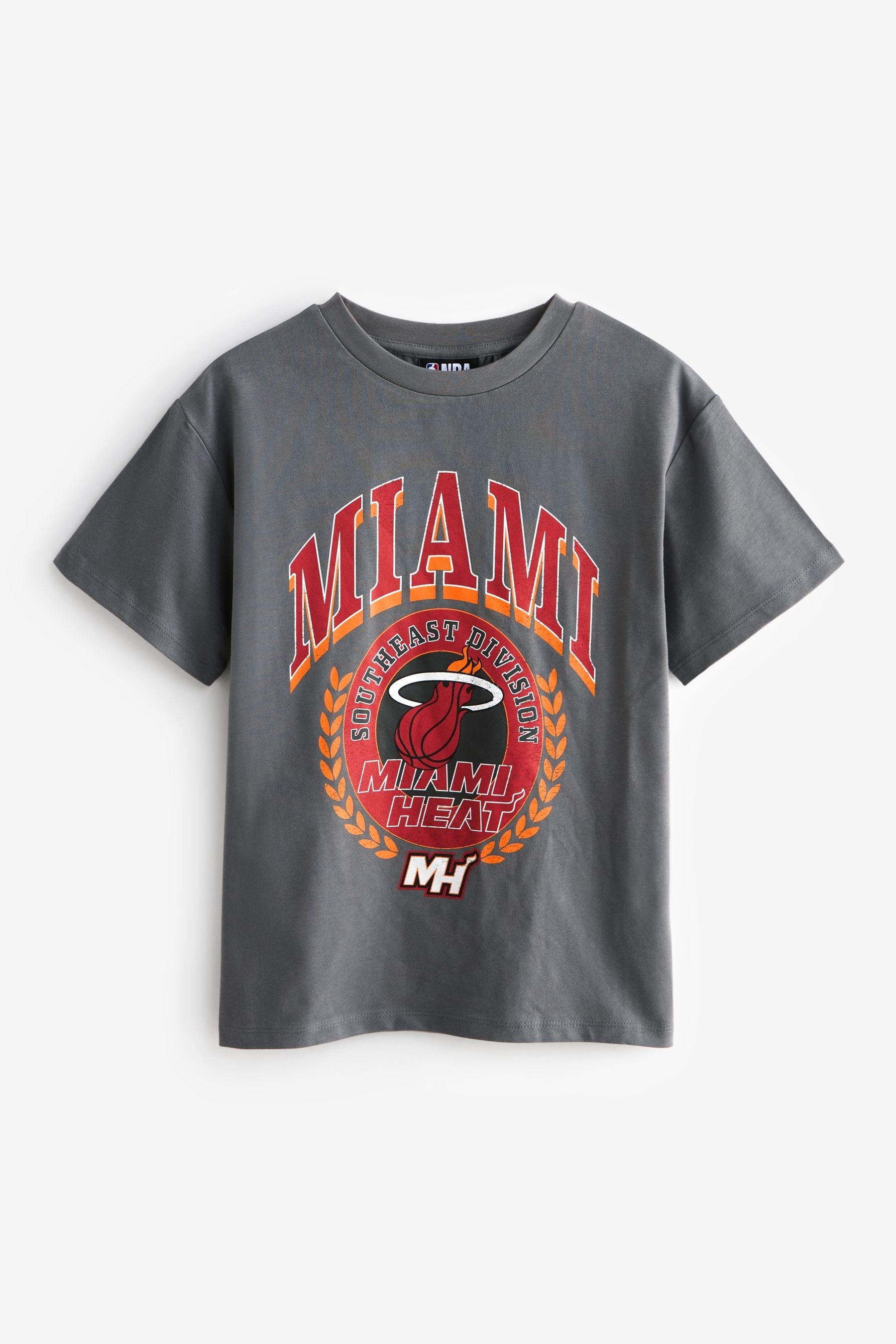 Grey Miami Heat NBA Oversized Graphic T-Shirt (3-16yrs)