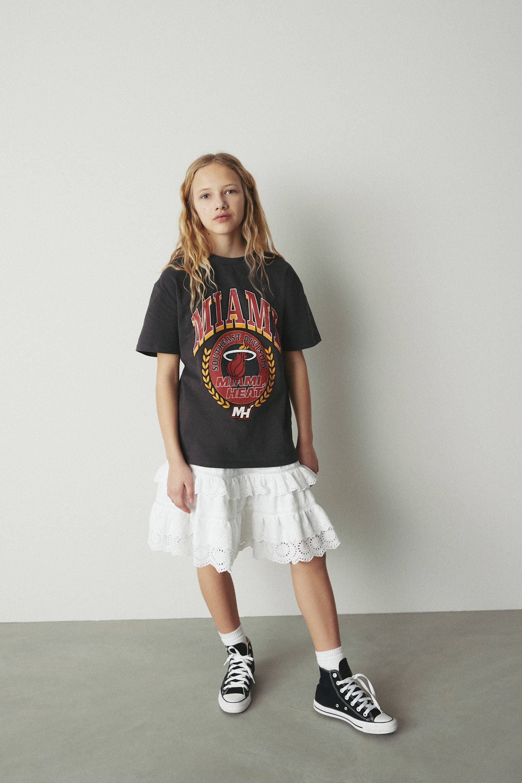 Grey Miami Heat NBA Oversized Graphic T-Shirt (3-16yrs)