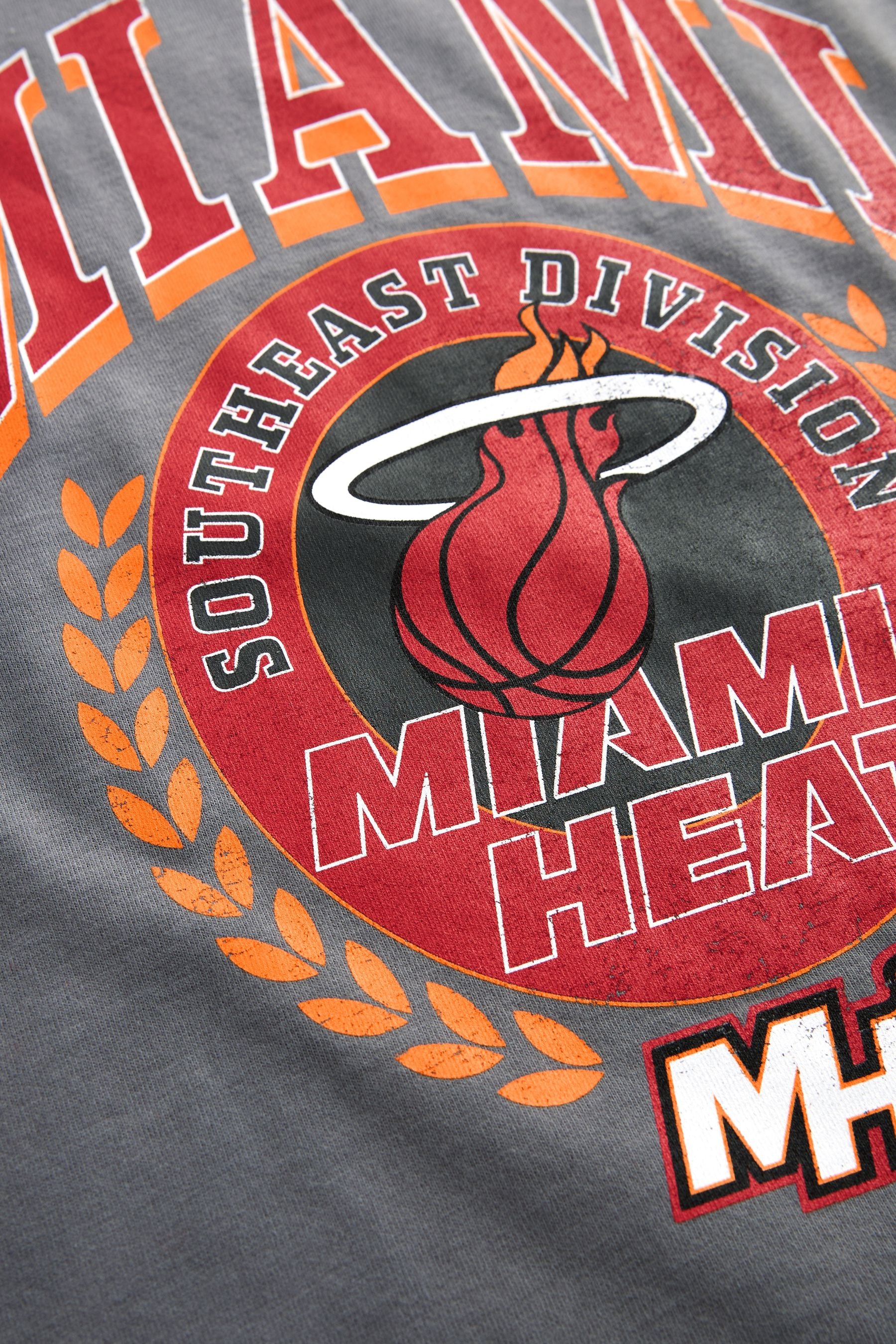 Grey Miami Heat NBA Oversized Graphic T-Shirt (3-16yrs)