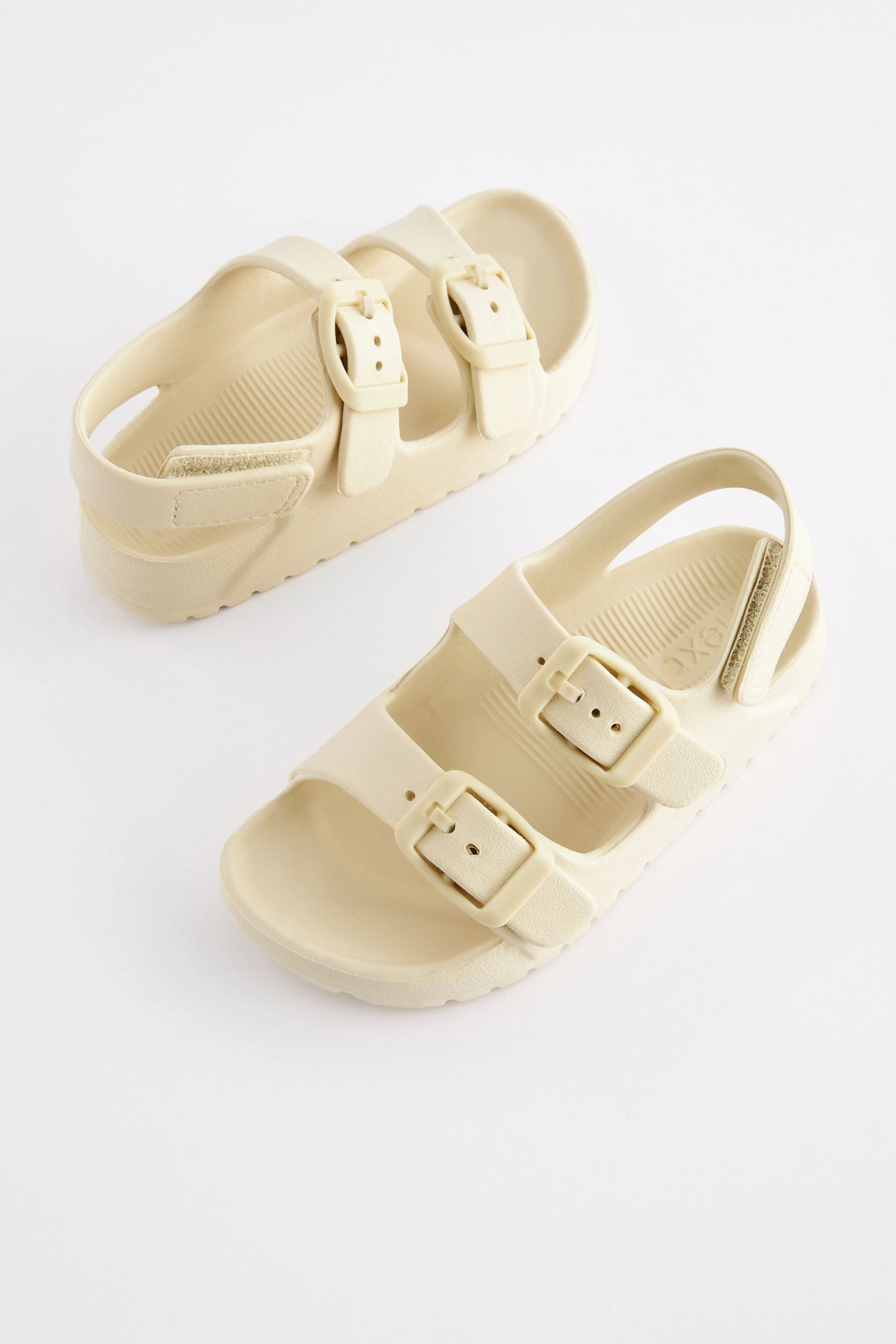 Buttermilk White Double Buckle Ankle Strap EVA Sandals