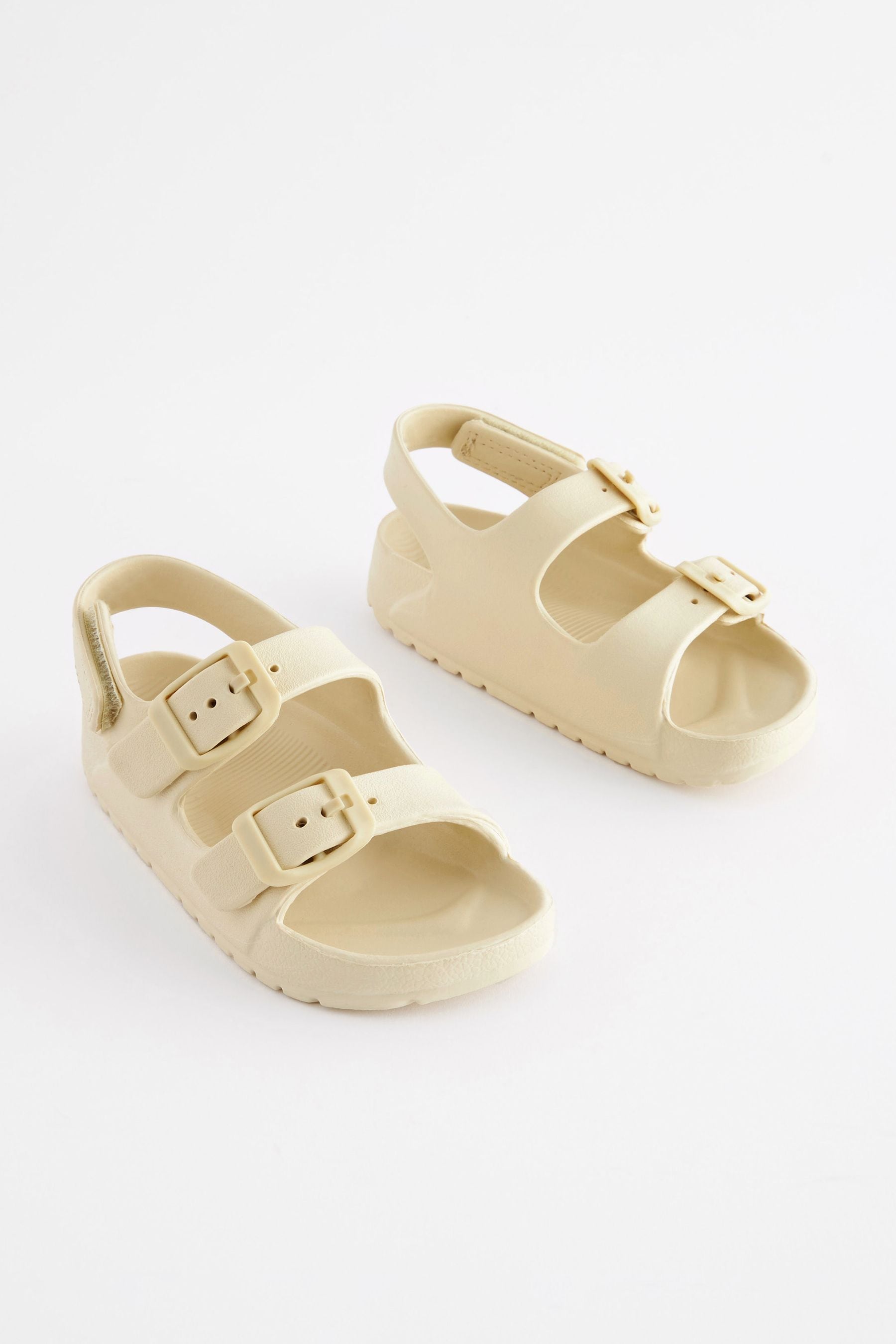 Buttermilk White Double Buckle Ankle Strap EVA Sandals