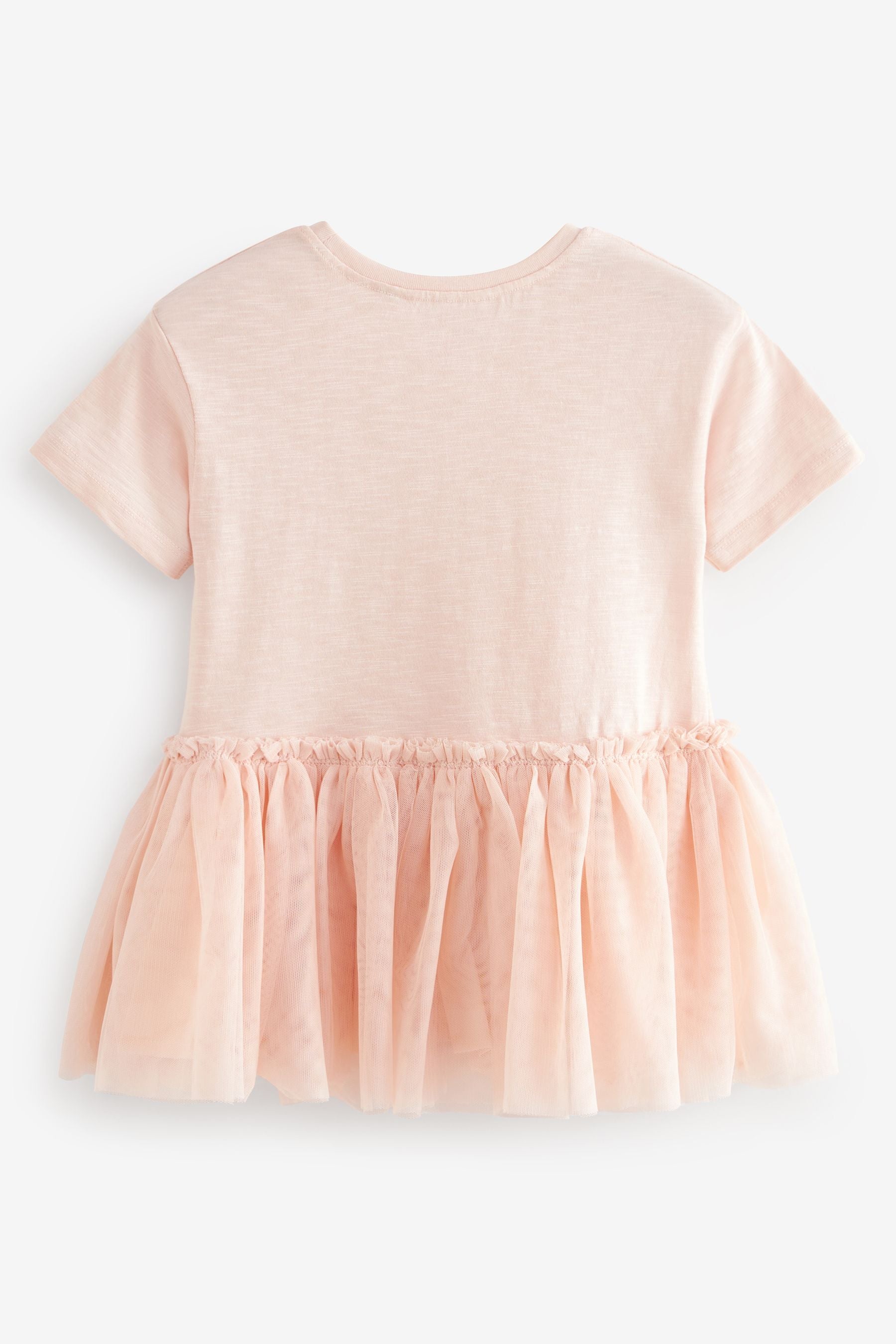 Pink Short Sleeve Jersey Mesh Dress (3mths-7yrs)