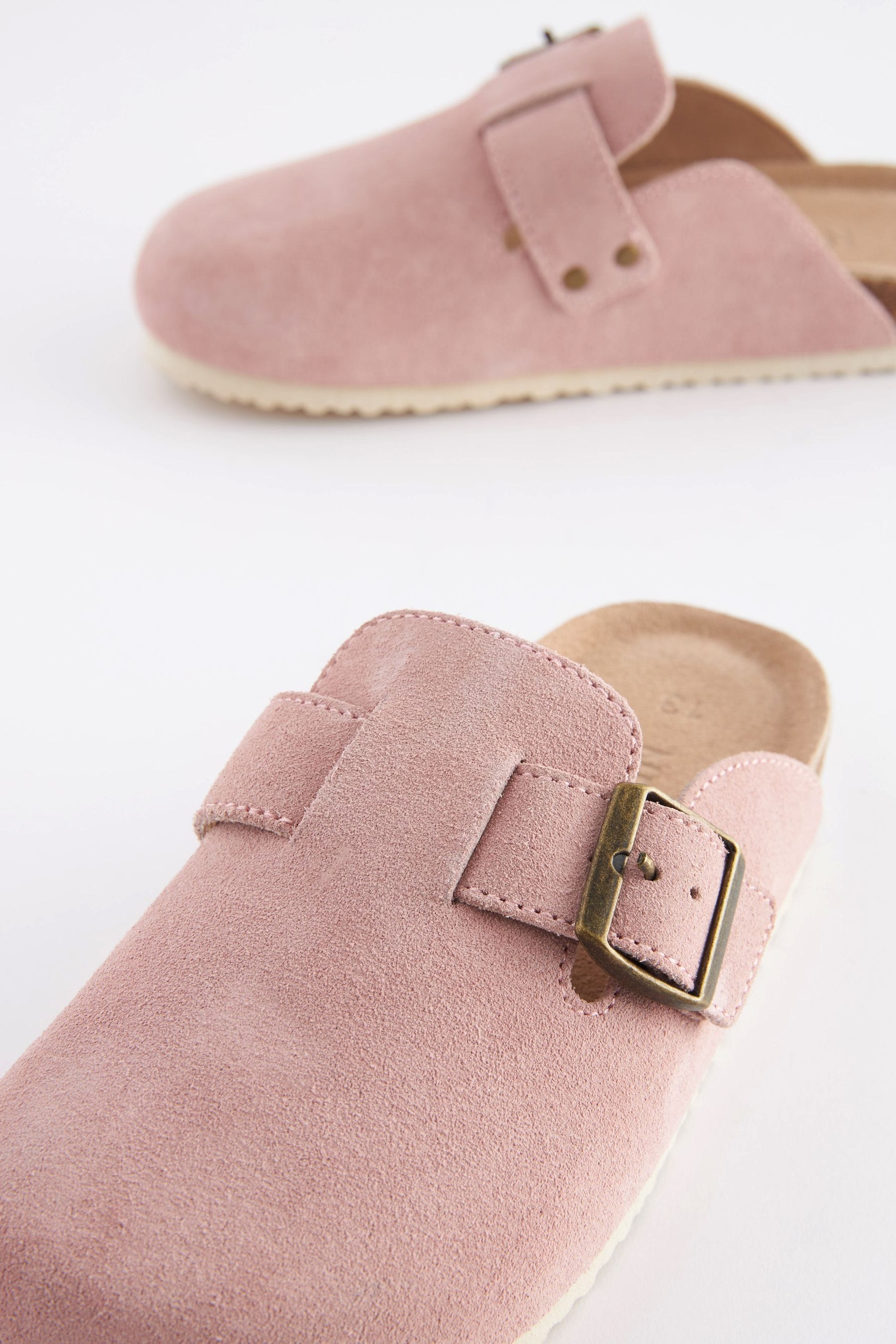 Pink Suede Slip-On Clogs