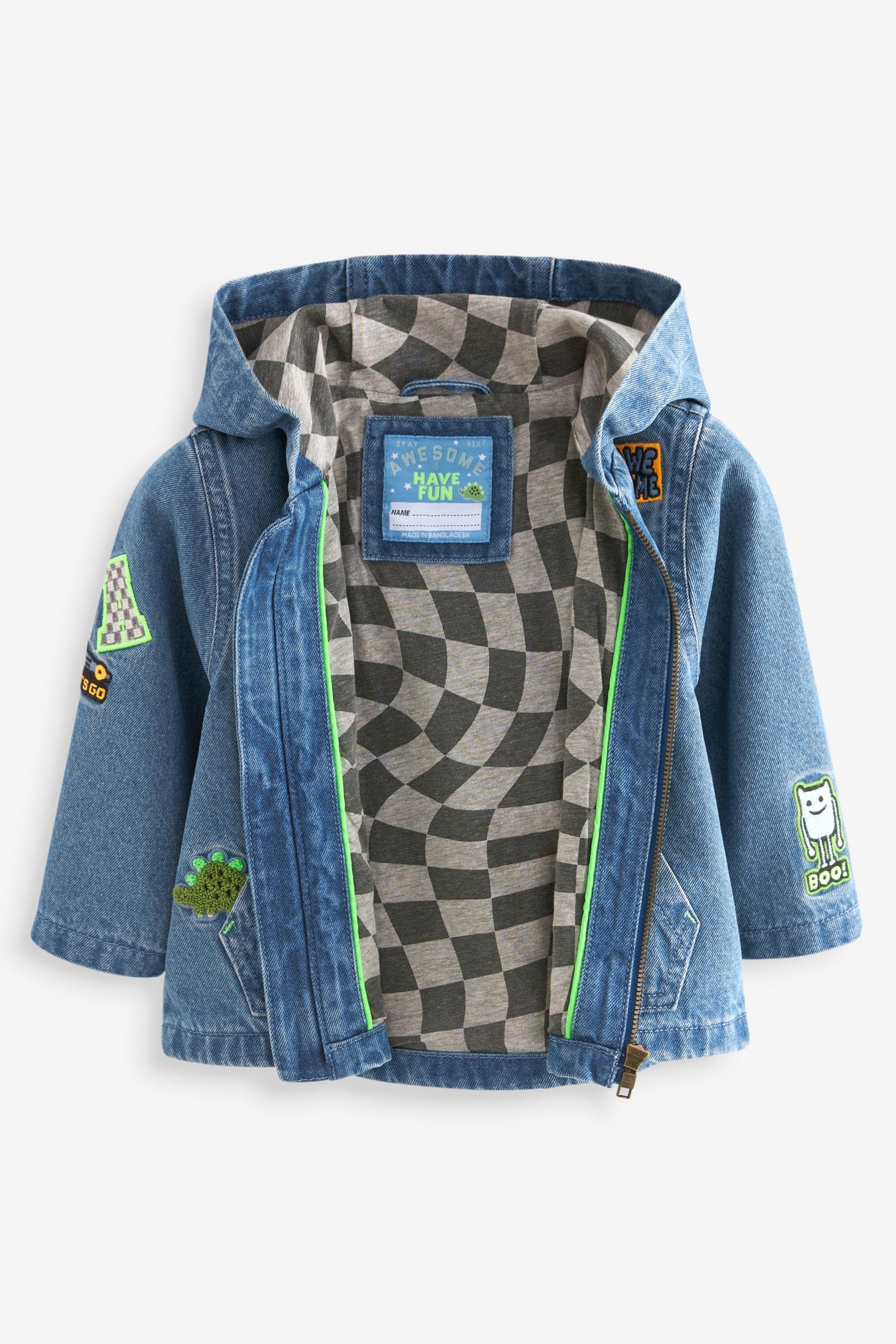 Denim Badge 100% Cotton Hooded Jacket (3mths-7yrs)