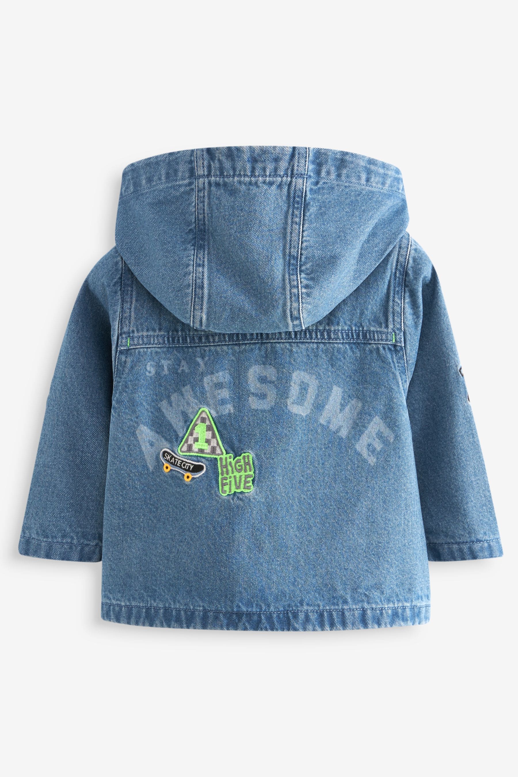 Denim Badge 100% Cotton Hooded Jacket (3mths-7yrs)