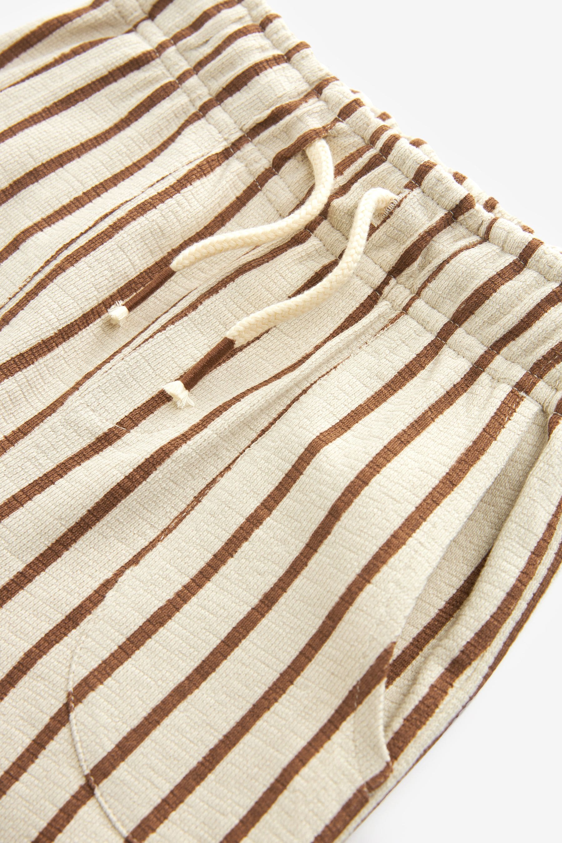 Ecru Cream/Brown Lightweight 100% Cotton Stripe Jersey Joggers (3mths-7yrs)