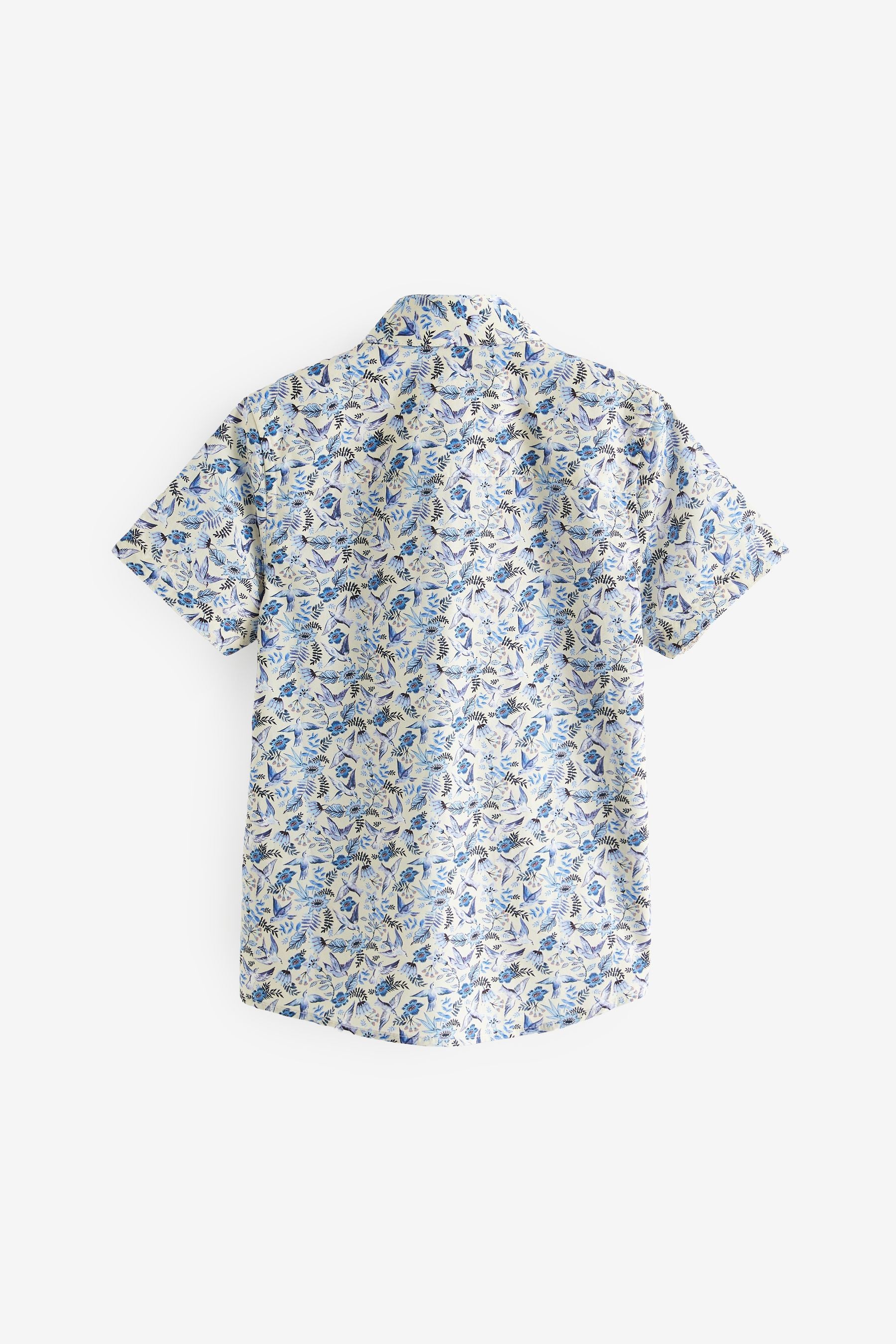 Blue 100% Cotton Short Sleeve All-Over Print Shirt (3-12yrs)