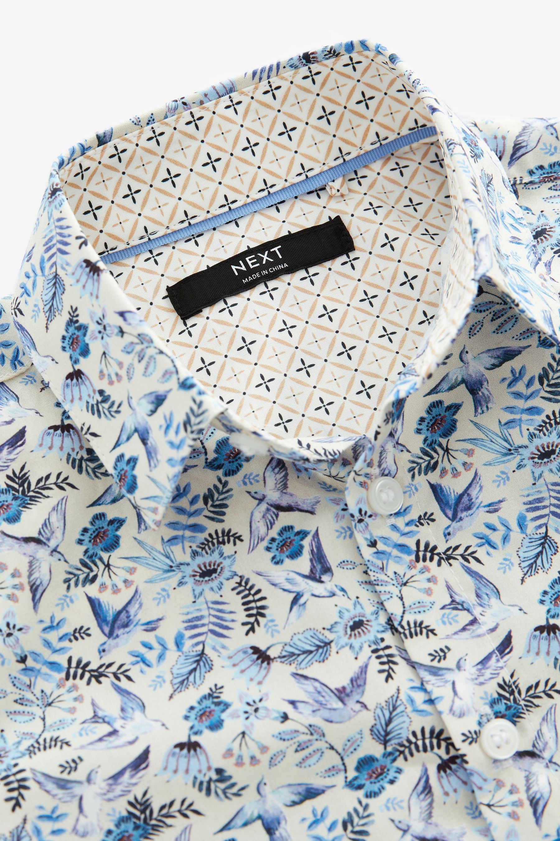 Blue 100% Cotton Short Sleeve All-Over Print Shirt (3-12yrs)