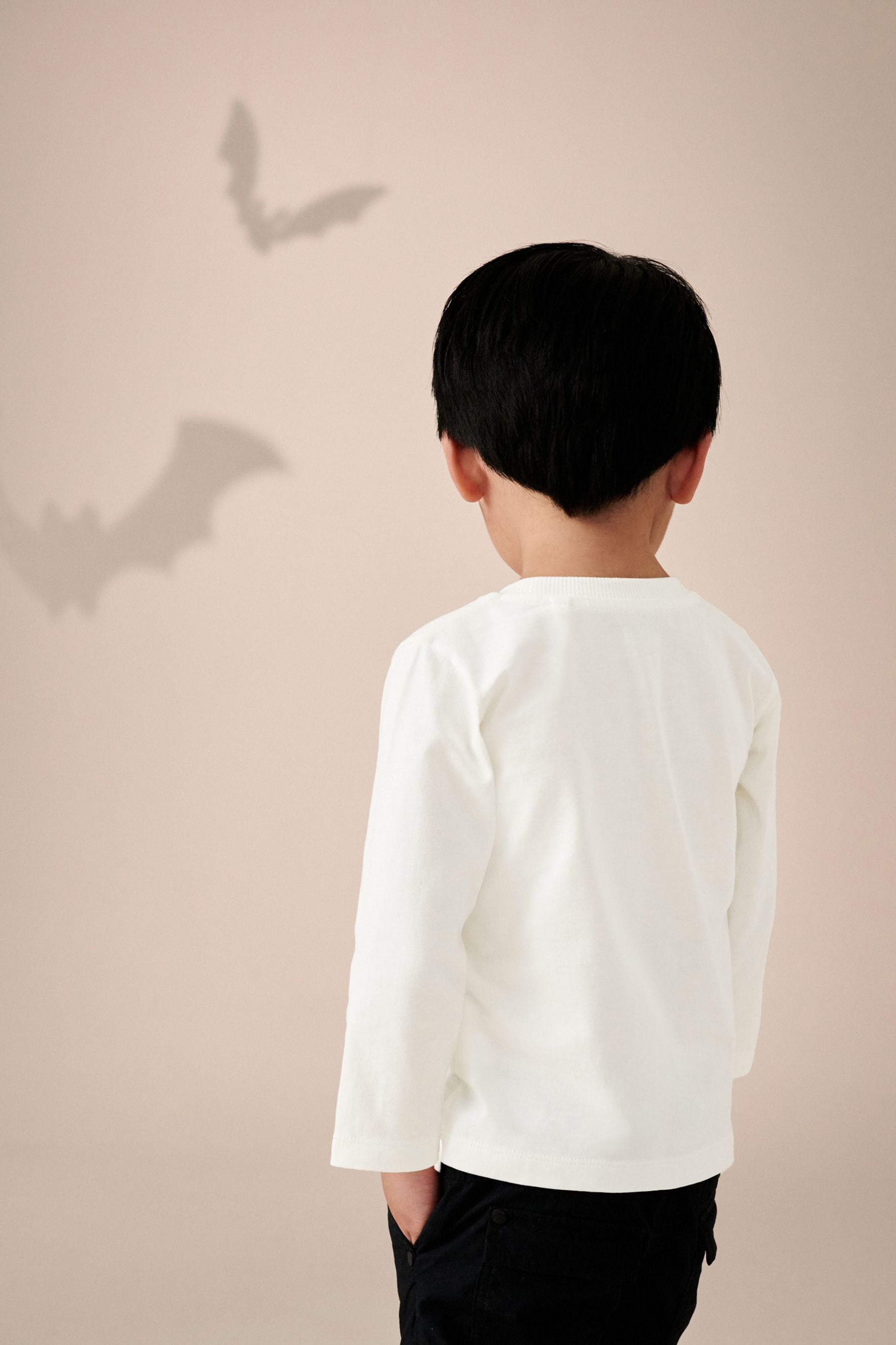 White Bat Halloween 100% Cotton Long Sleeve T-Shirt (3mths-7yrs)