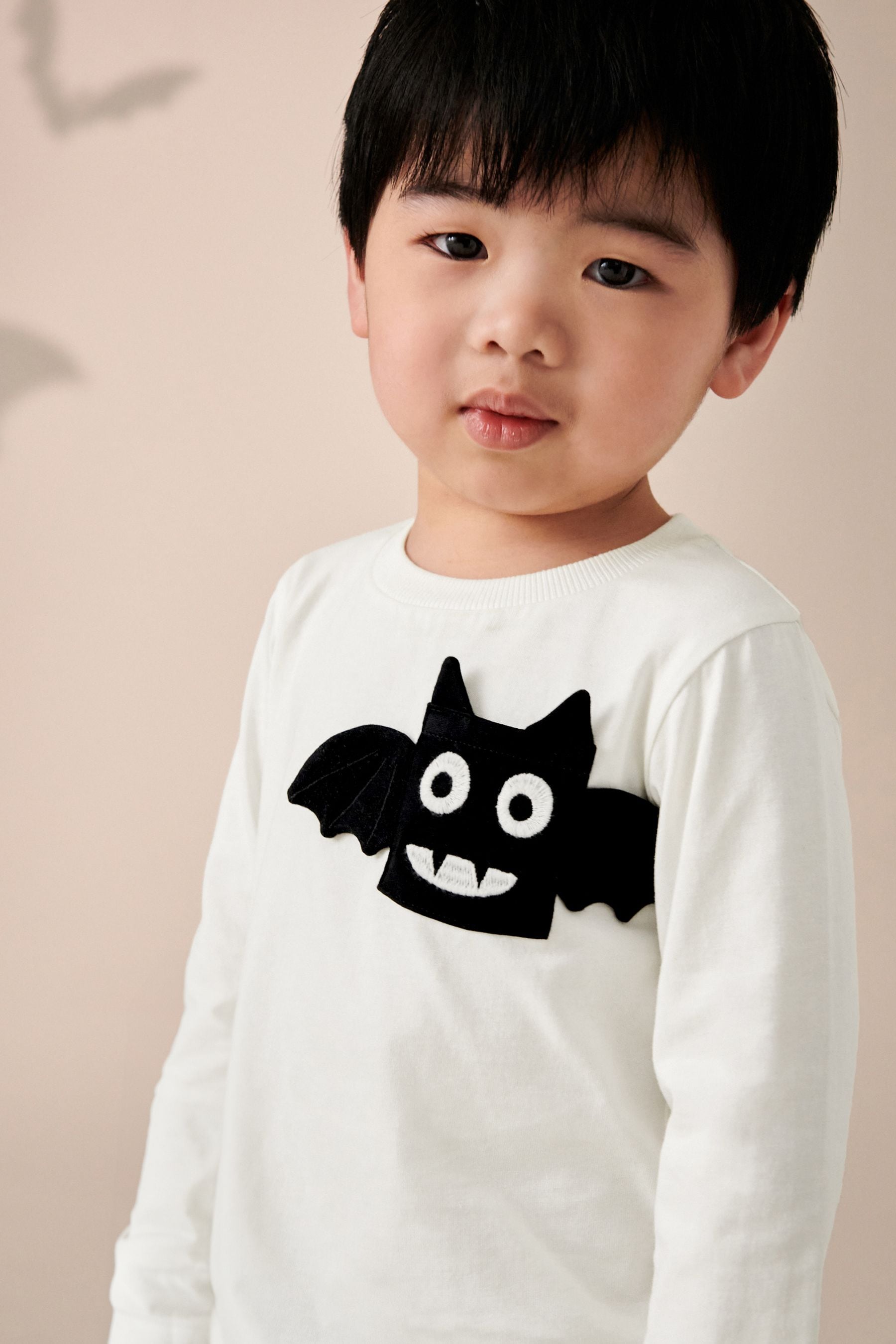 White Bat Halloween 100% Cotton Long Sleeve T-Shirt (3mths-7yrs)