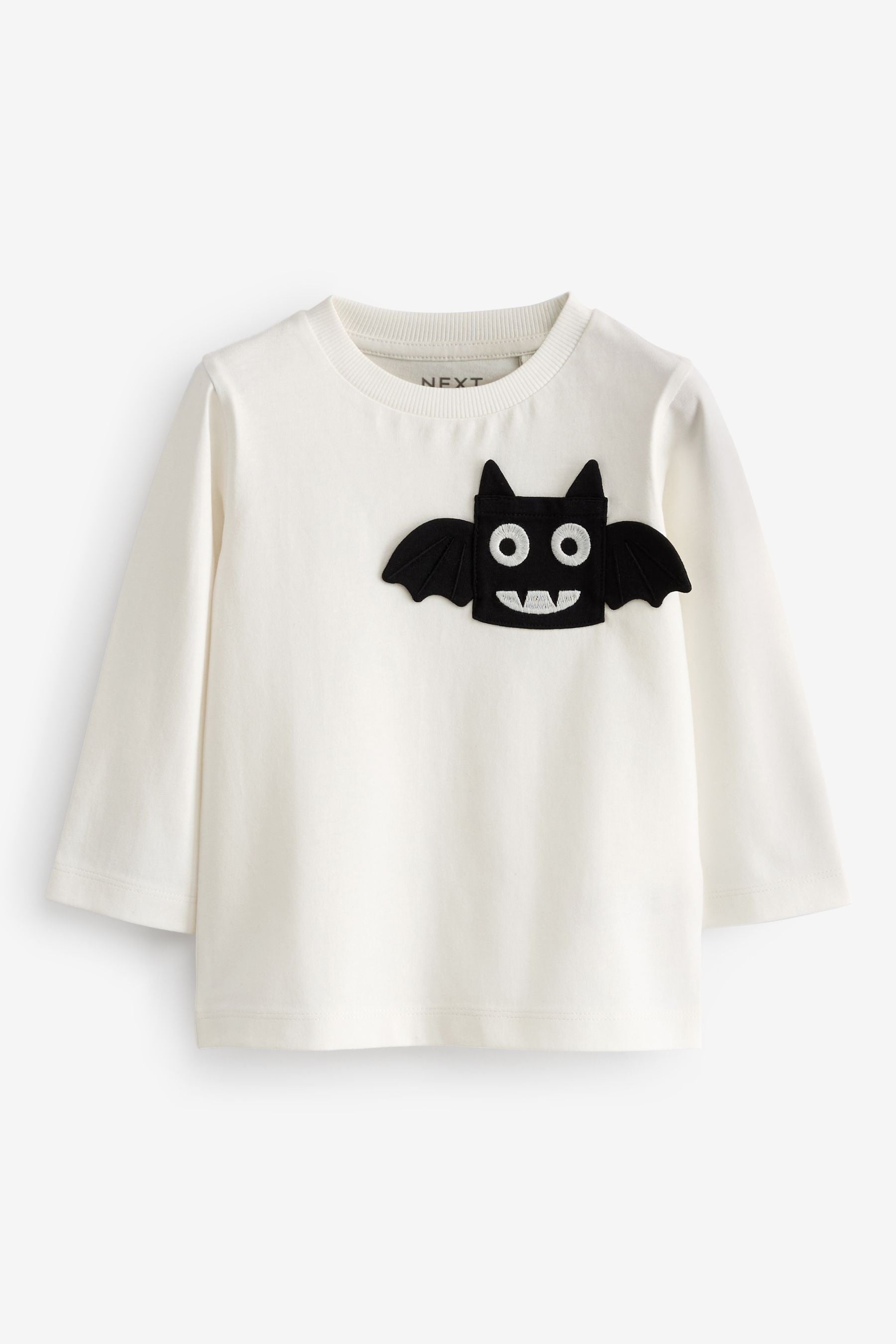 White Bat Halloween 100% Cotton Long Sleeve T-Shirt (3mths-7yrs)