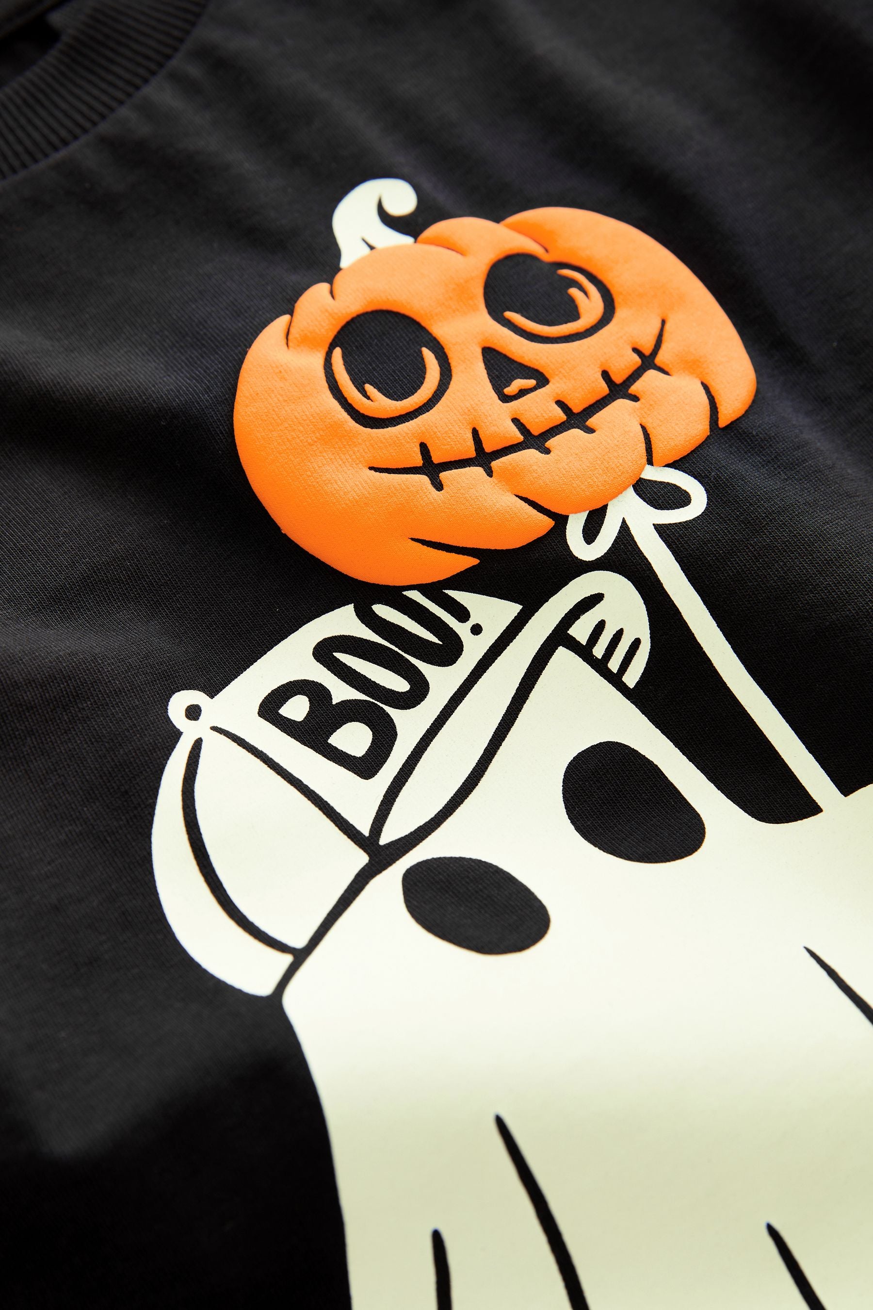 Black Ghost Halloween 100% Cotton Long Sleeve T-Shirt (3mths-7yrs)