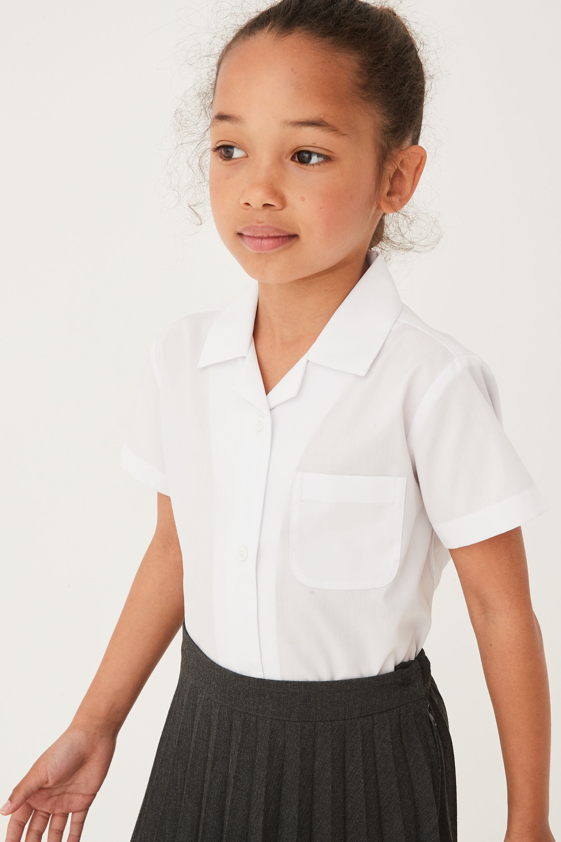 White 2 Pack Short Sleeve Revere Collar School Shirts (3-17yrs)