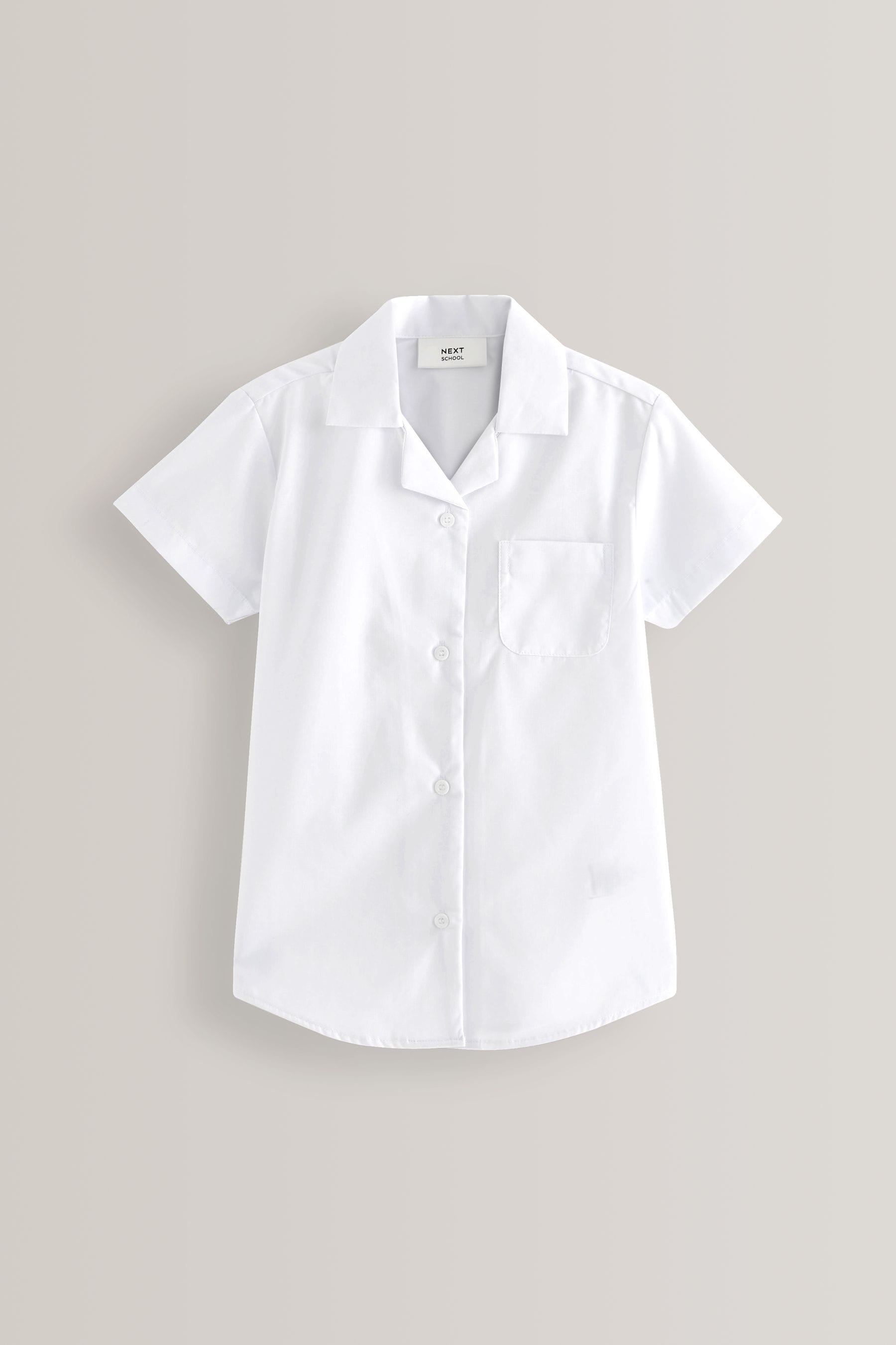 White 2 Pack Short Sleeve Revere Collar School Shirts (3-17yrs)