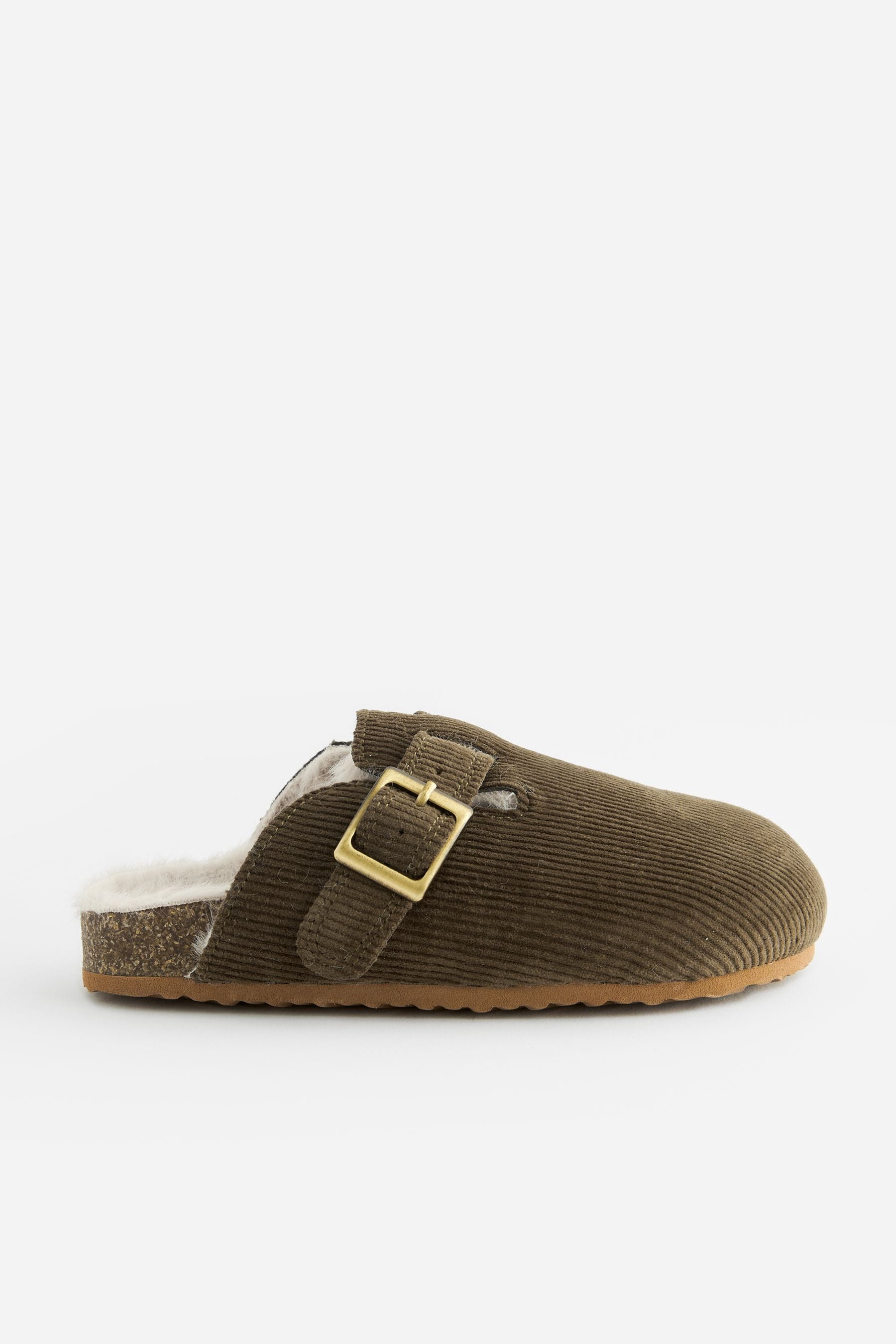 Khaki Green Warm Lined Corkbed Slipper Clog